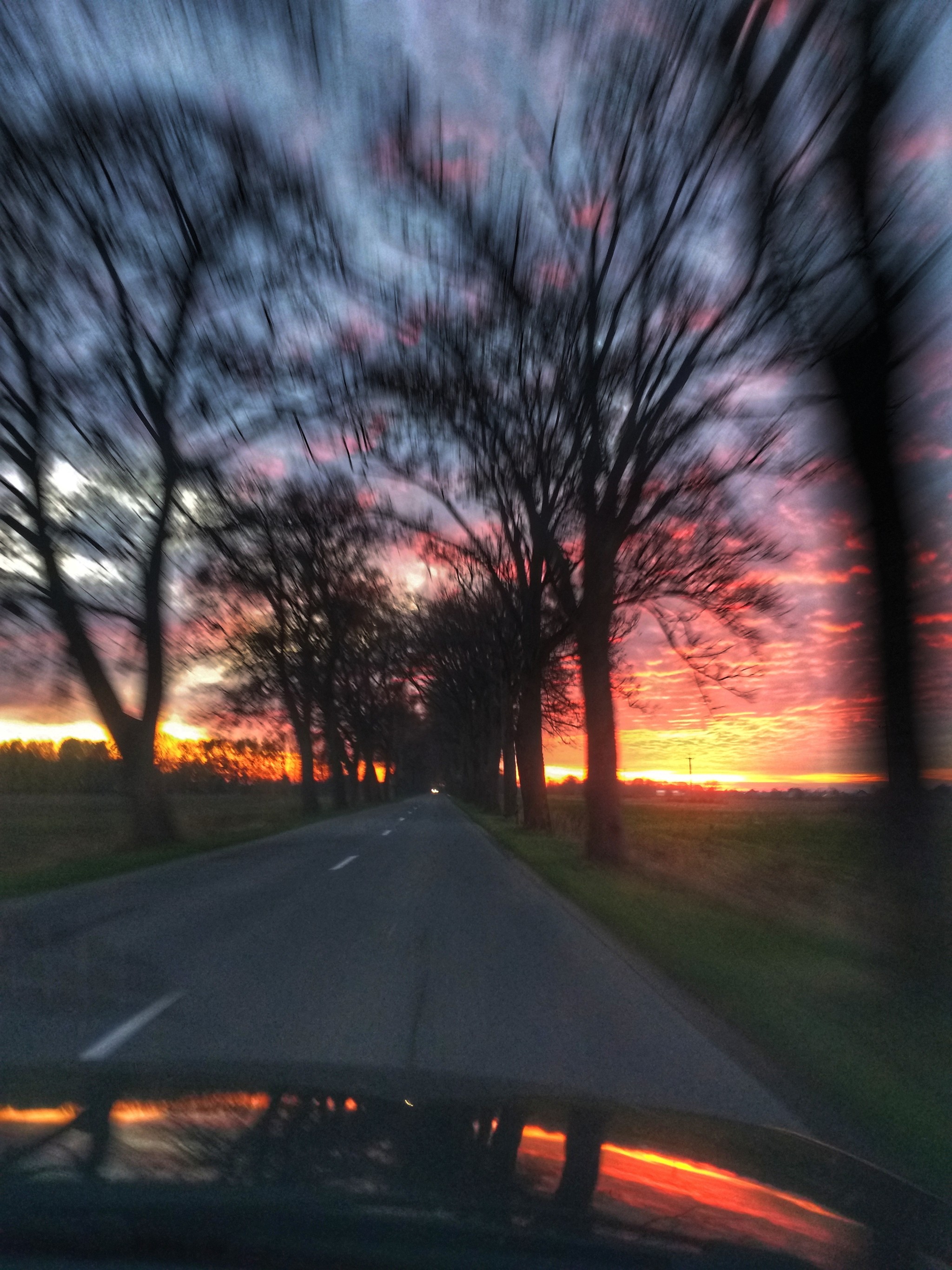 Autumn evening - My, The photo, Road, Kaliningrad region, Kaliningrad, Sunset