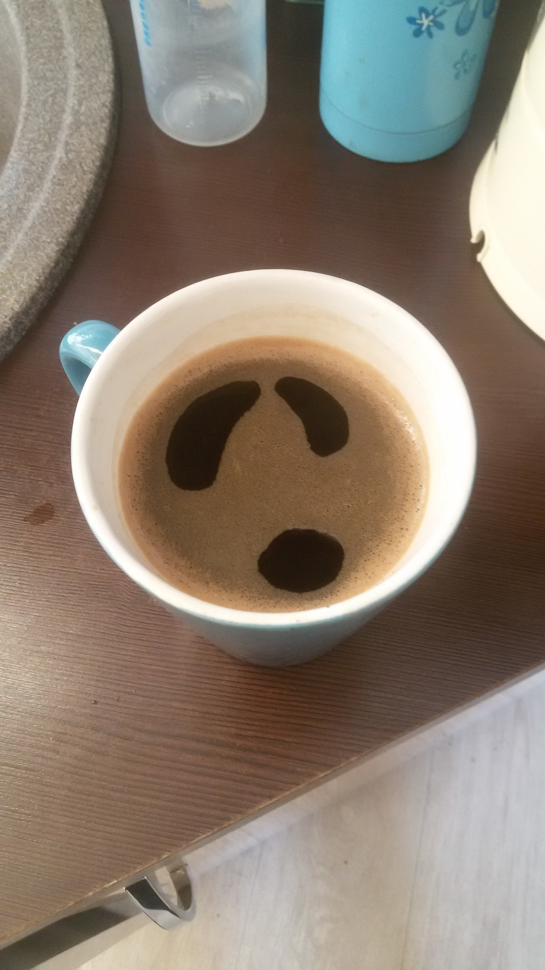 Morning with coffee... - My, Coffee, Pareidolia, Everywhere I see faces, Morning, Longpost