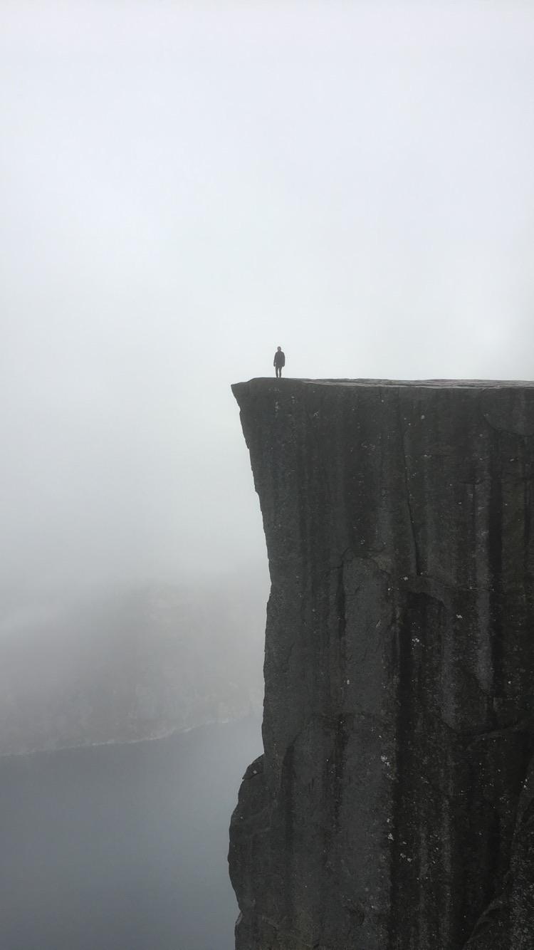 On the edge - The photo, Norway, Cliff, The rocks, Fog, Scandinavia