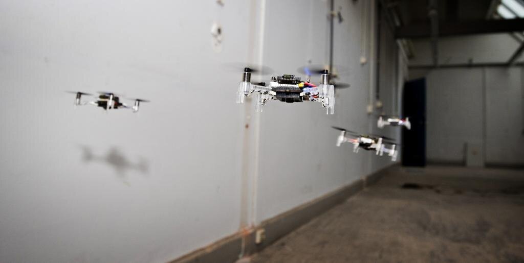 A swarm of autonomous drones explores a room autonomously - Robot, Drone, Translation, Video