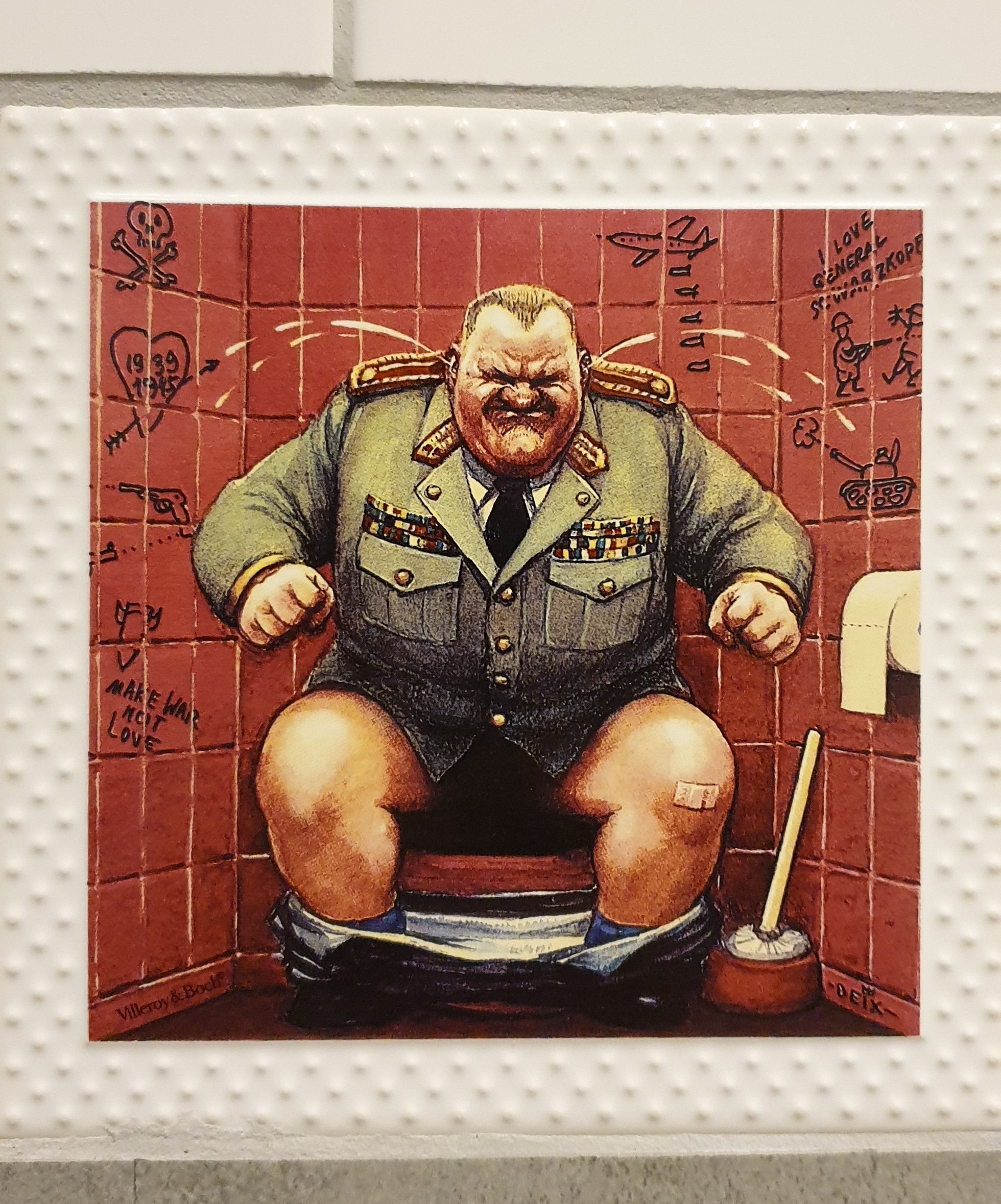 Outhouse humor. - My, Ceramic tile, Caricature, Toilet, Beer, Longpost, Humor