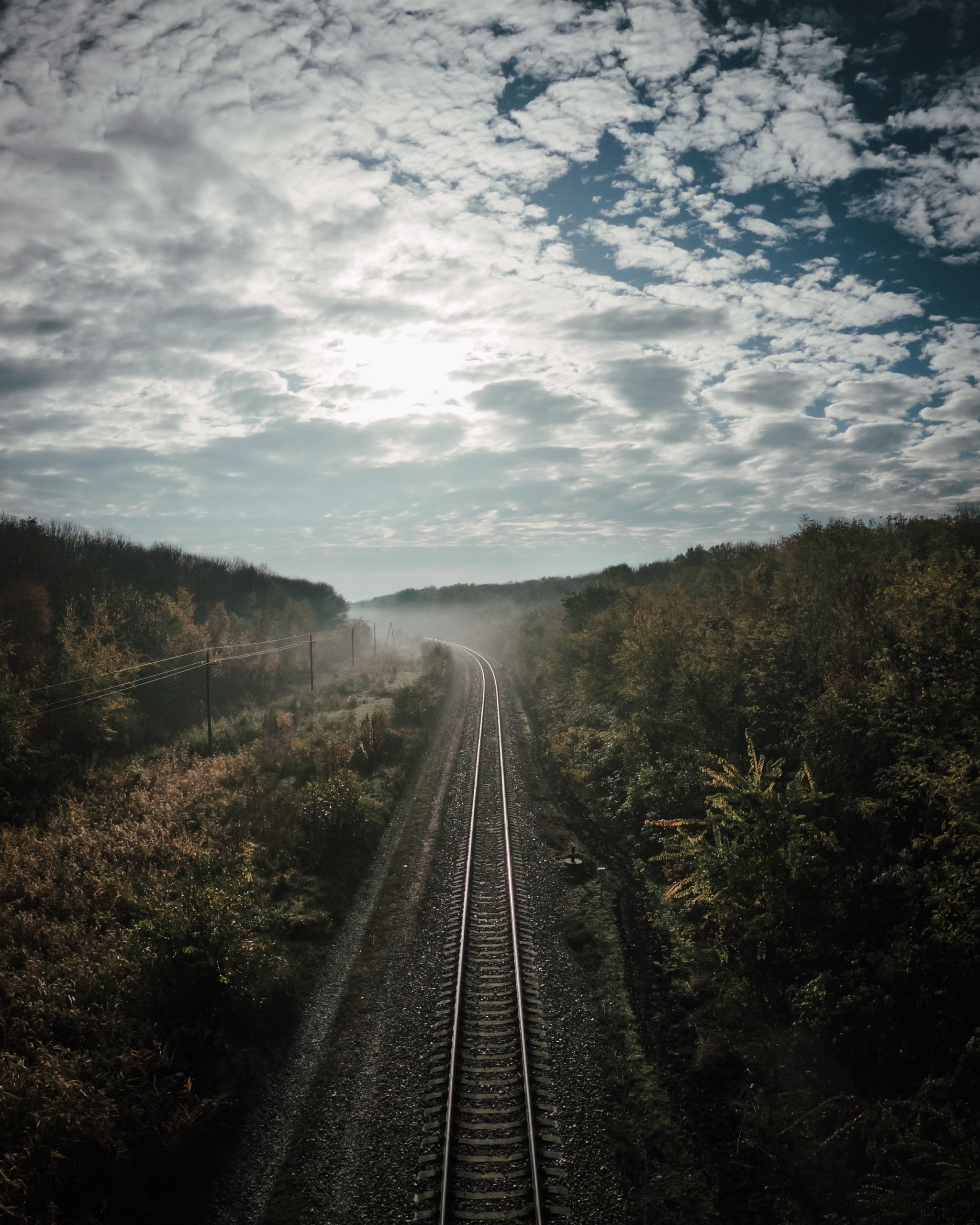 Foggy in places - My, The photo, Railway, Fog, Autumn, Sky