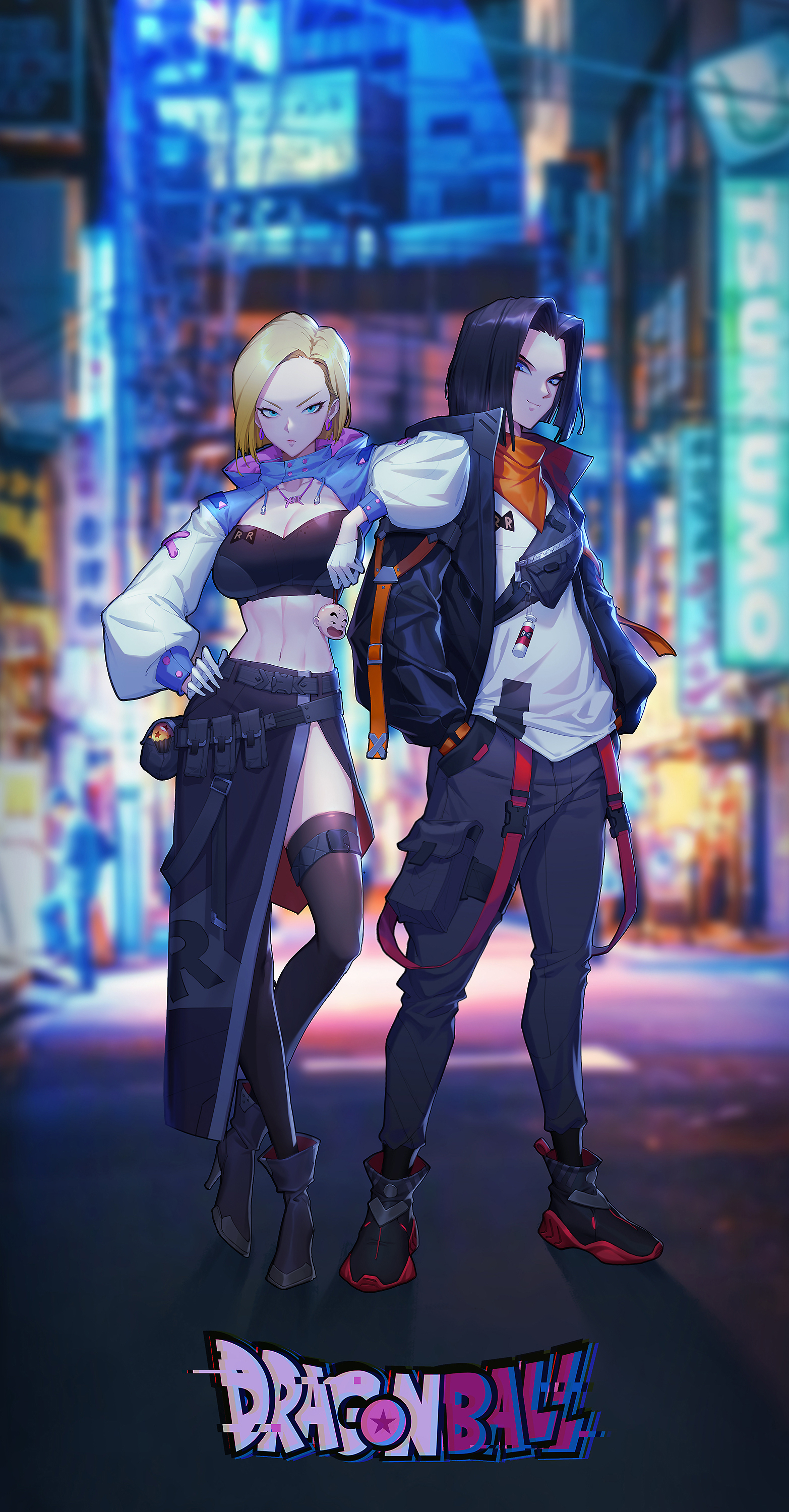 In the city - Anime, Anime art, Dragon ball, Broly, Town, Android 18, Chirai, Longpost