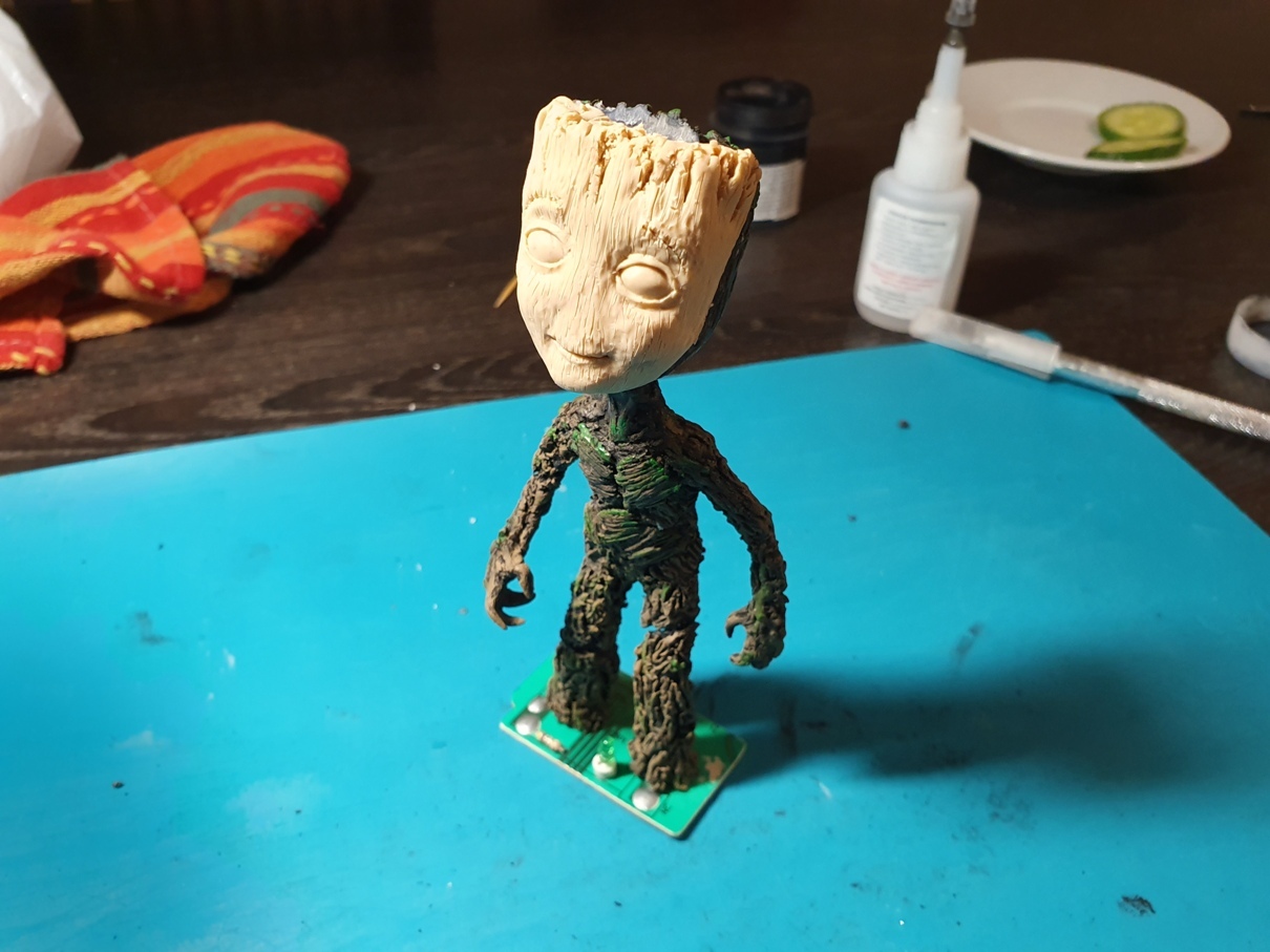 Baby Groot figurine - working on mistakes. Humorous story with pictures. - My, Groot, Guardians of the Galaxy Vol. 2, Polymer clay, With your own hands, Needlework with process, Humor, Longpost