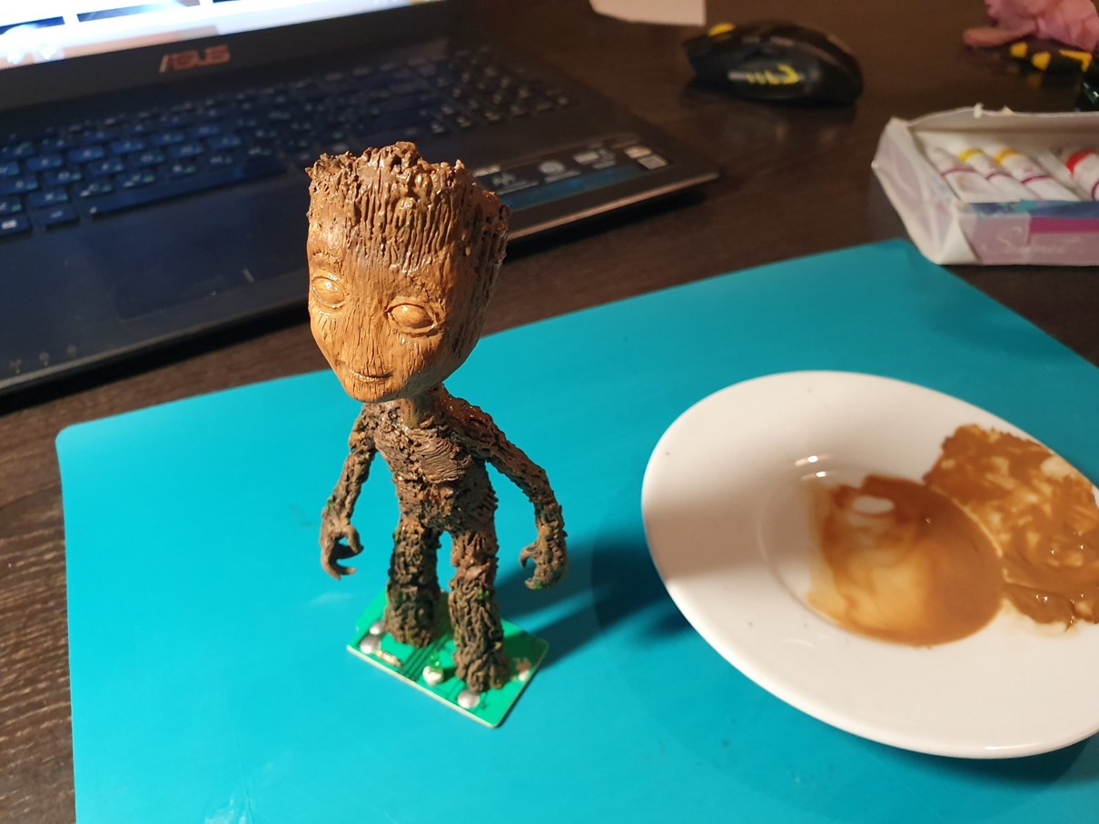 Baby Groot figurine - working on mistakes. Humorous story with pictures. - My, Groot, Guardians of the Galaxy Vol. 2, Polymer clay, With your own hands, Needlework with process, Humor, Longpost