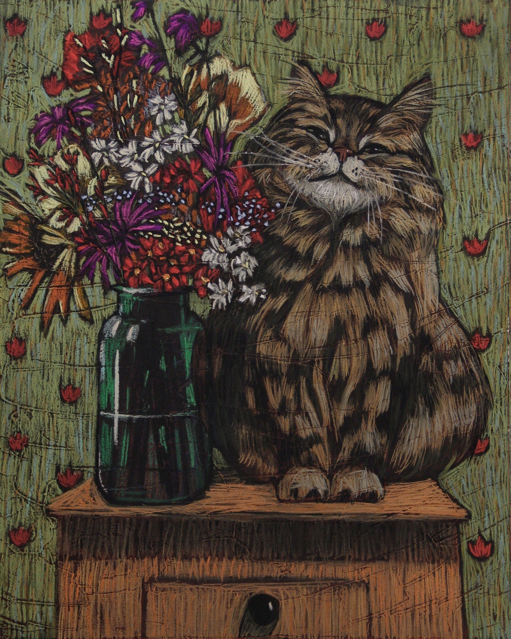 Pictures with cats - My, Pastel, Dry pastel, Artist, cat, Painting, Graphics, Drawing, Animals, Longpost