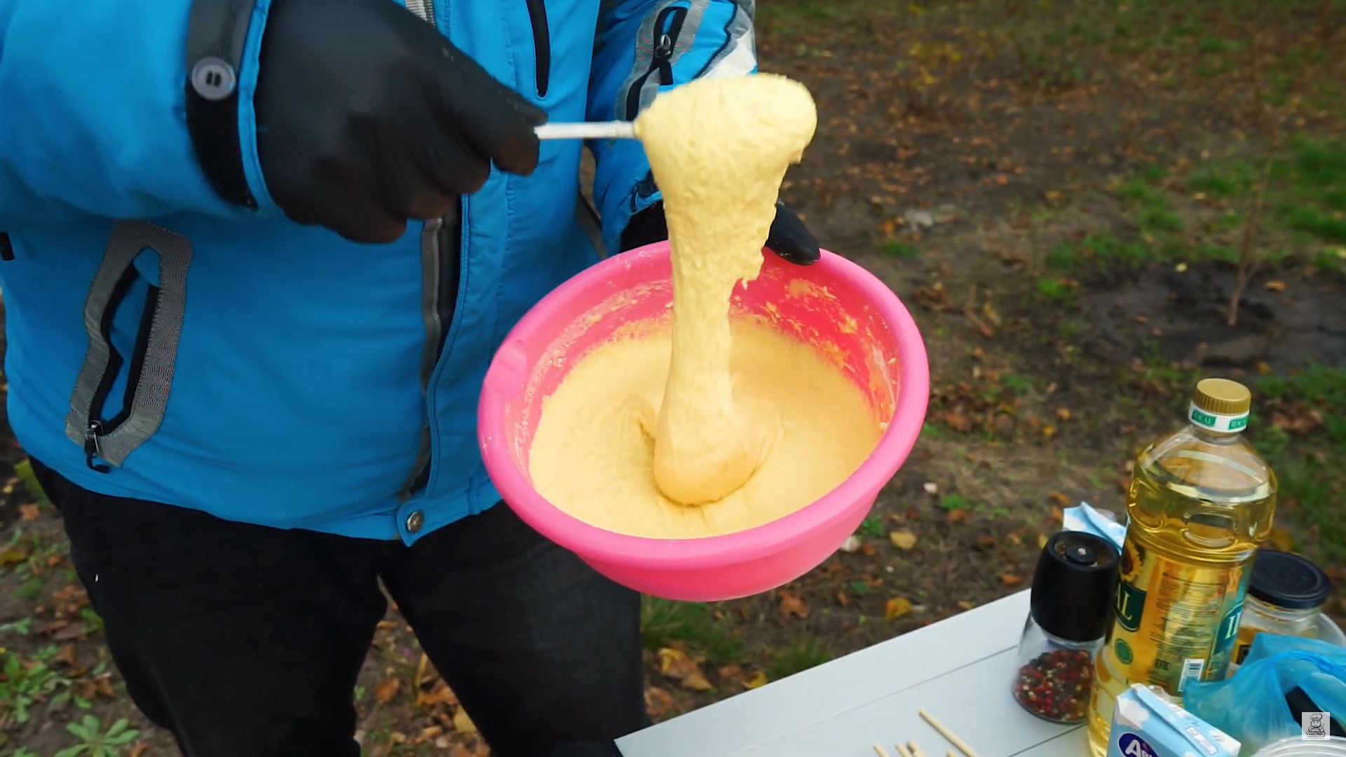 Corn dogs. - My, Corn Dog, Sausage in dough, Bacon, Batter, Longpost, Video recipe, Video, Food, Recipe, Cooking