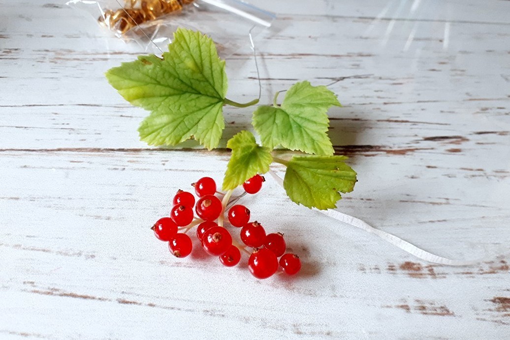 Inedible currants (berry brooches) - My, Needlework without process, Cold porcelain, Berries, Polymer clay, Currant, Brooch, Video, Longpost