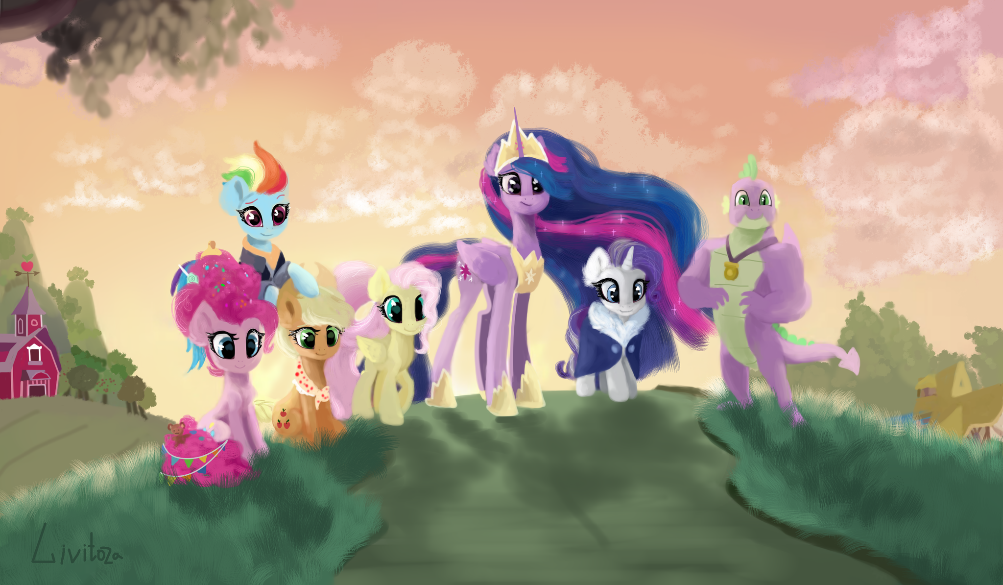 Together BY Livitoza - Моё, My Little Pony, Mane 6, Livitoza, Spike, MLP Season 9