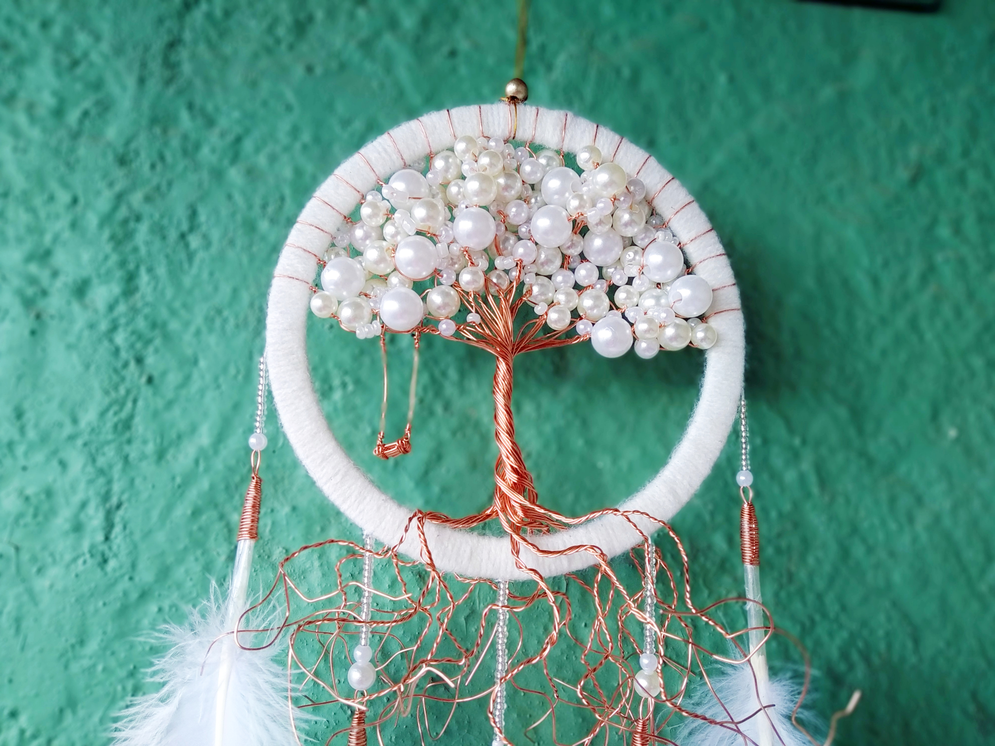 Copper forest - My, Images, Needlework with process, Dreamcatcher, Tree, Longpost