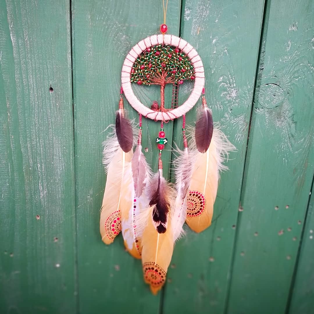 Copper forest - My, Images, Needlework with process, Dreamcatcher, Tree, Longpost