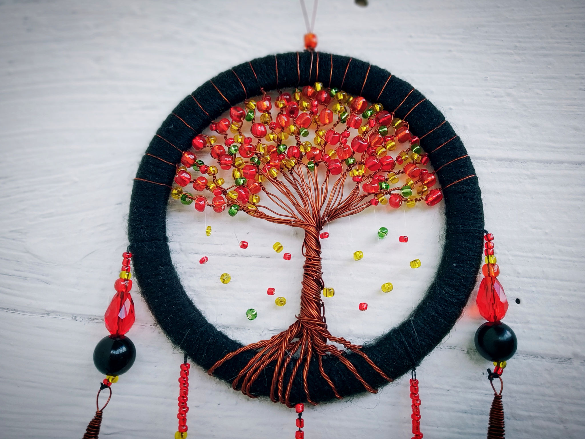 Copper forest - My, Images, Needlework with process, Dreamcatcher, Tree, Longpost