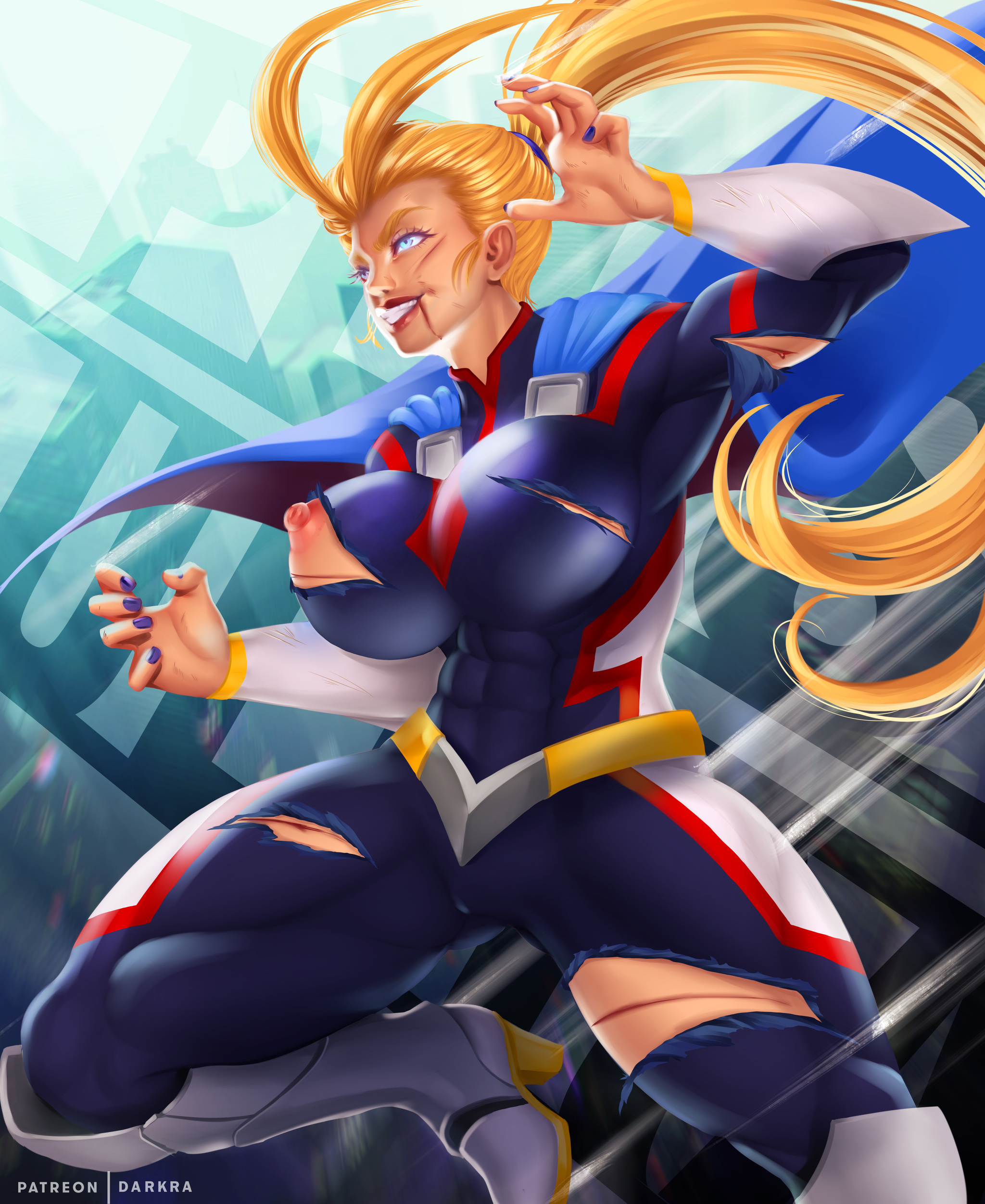 Female All Might - NSFW, Арт, Крепкая девушка, Toshinori Yagi, Boku no Hero Academia, Правило 63, Аниме, Эротика, Длиннопост, Darkraart