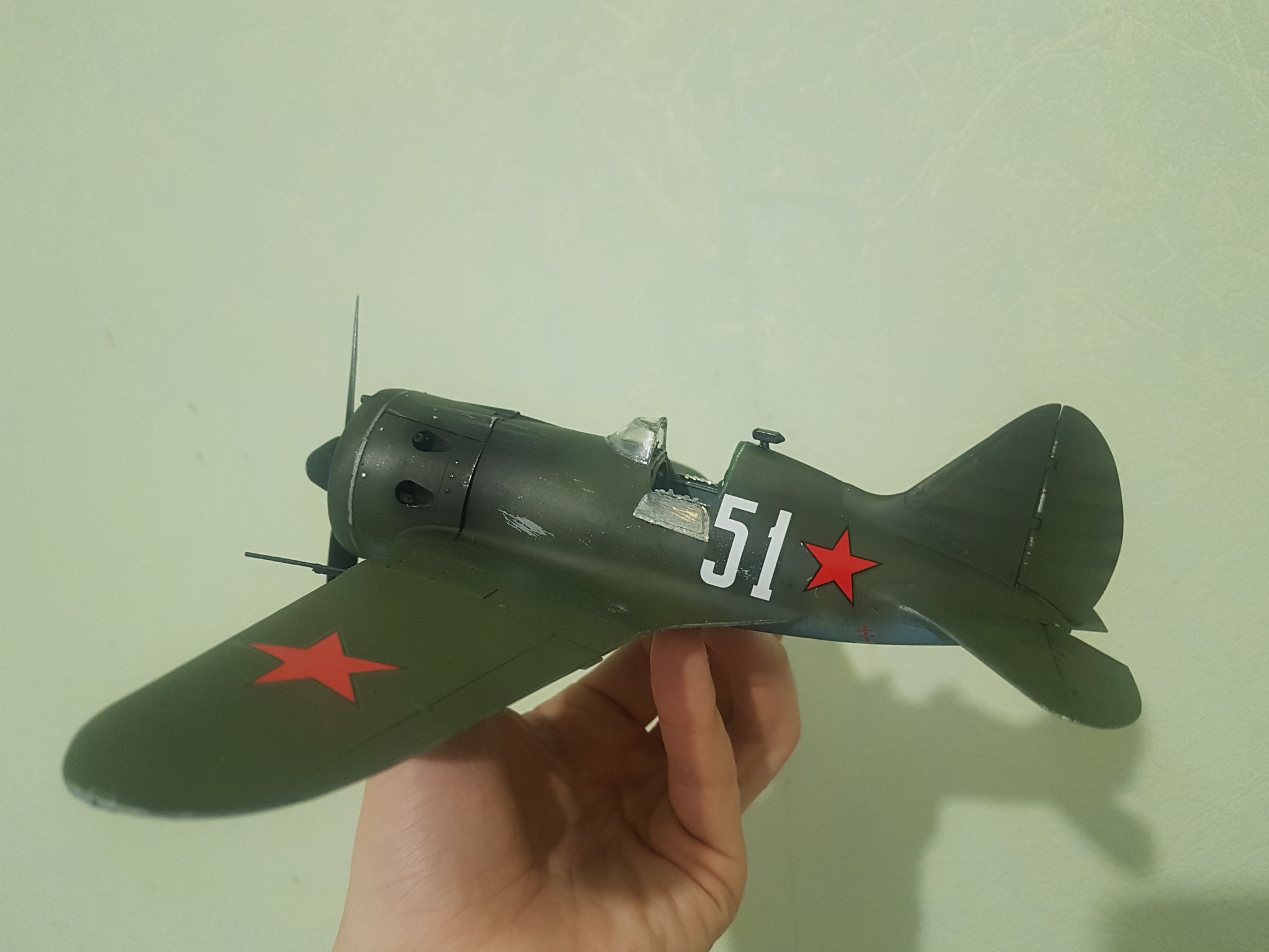 For one of the Voronezh schools I collected this bird: I-16 type 17. Scale 1/35 - My, Modeling, Airplane, Hobby, Longpost