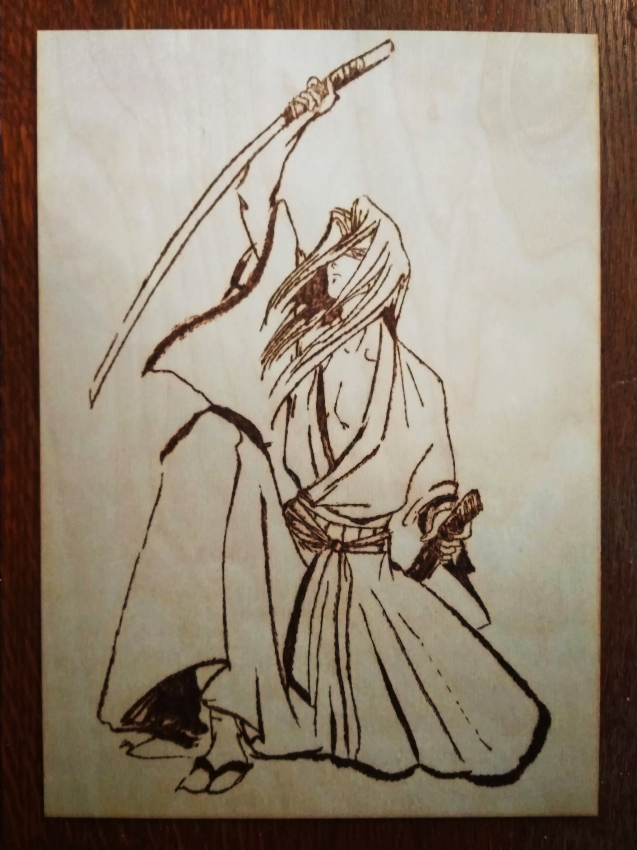 Samurai - My, Pyrography, Needlework without process, Samurai, Longpost