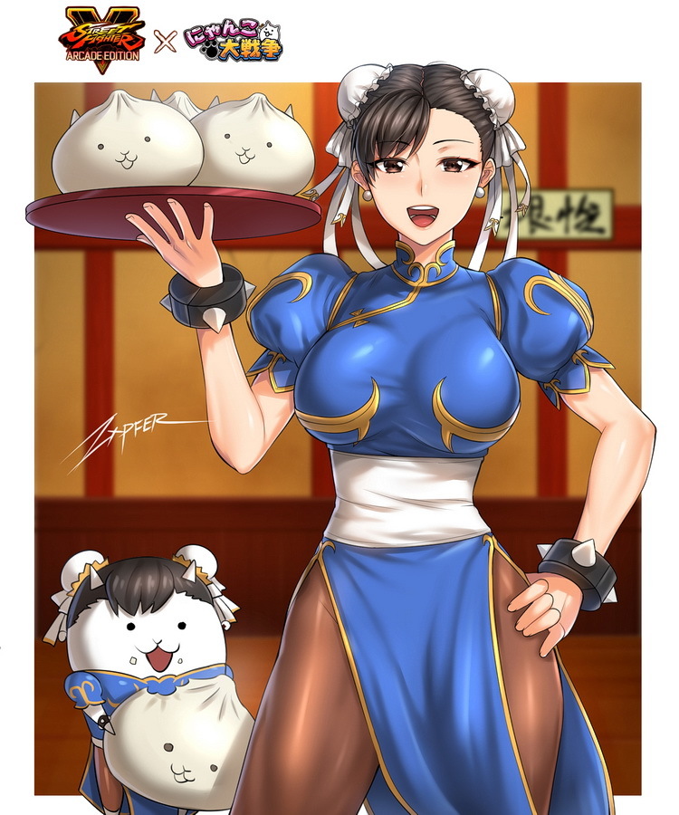 Chunli and Chunli cat - Zxpfer, Street Fighter, Chun-Li, The Battle Cats, Игры, Арт