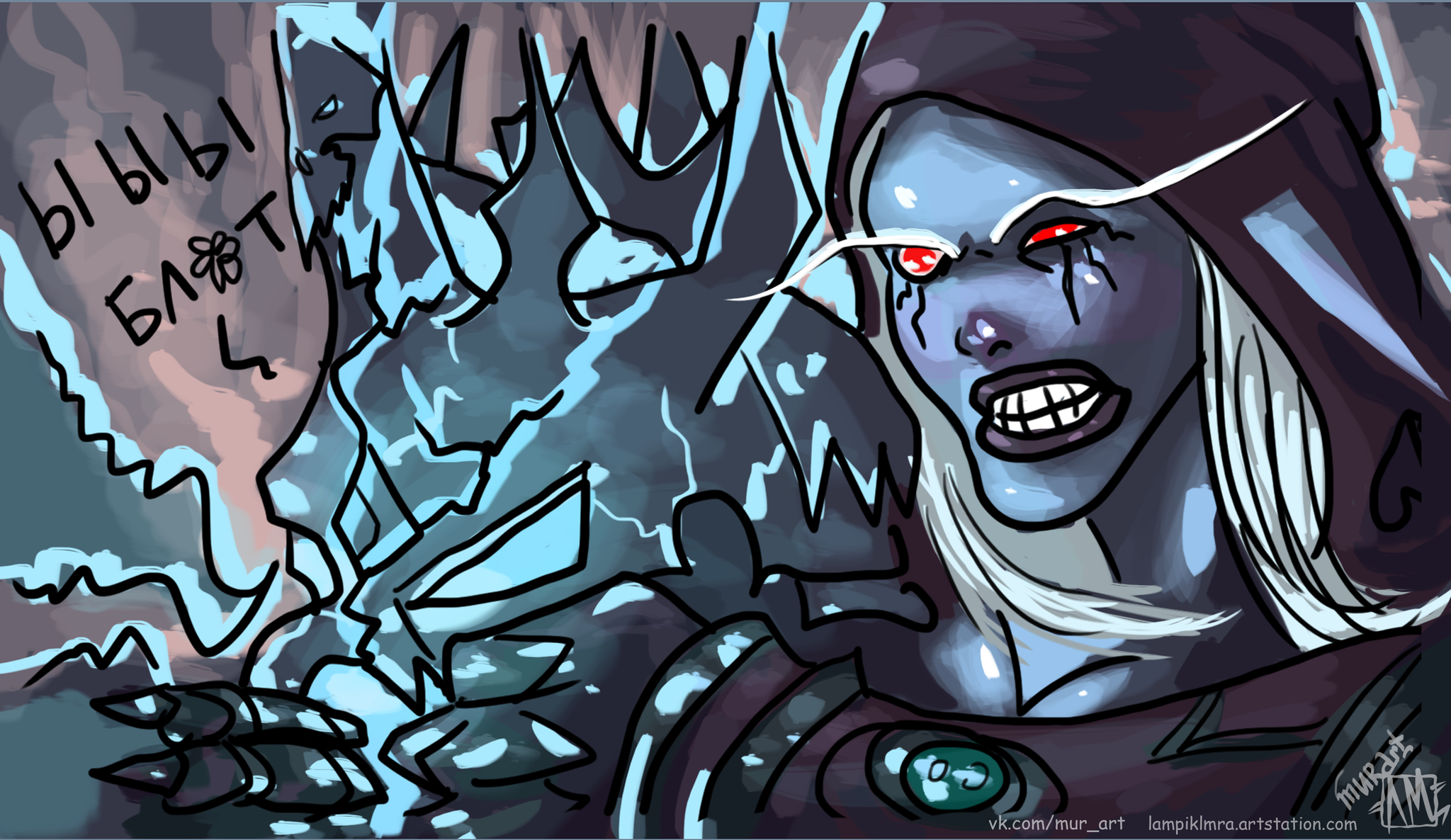 I drew a little here) - My, Warcraft, Blizzard, Murart, Comics, Humor, Art, Drawing, Sylvanas Windrunner, Longpost