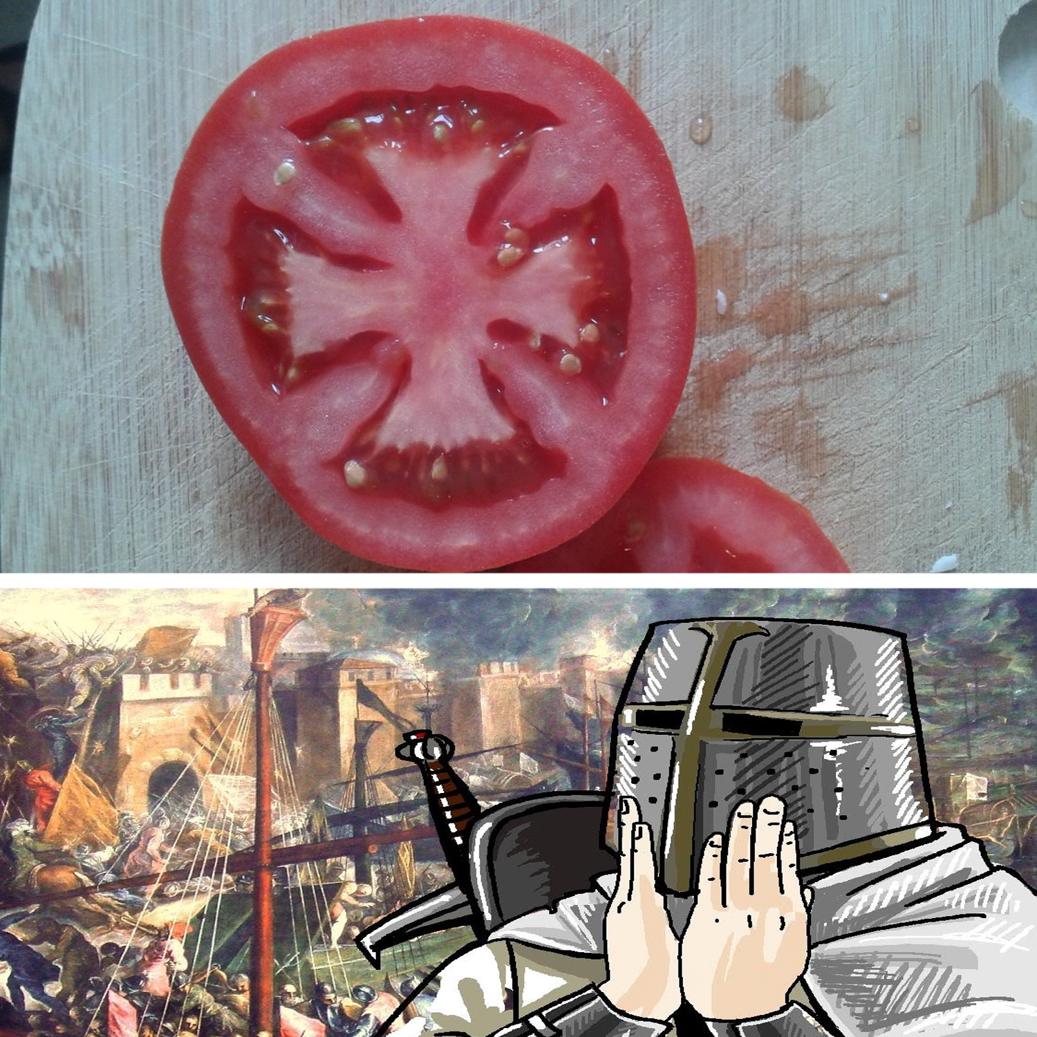 Ave Pomidoria! Deus Pomidorult! - The photo, Tomatoes, Cross, Crusaders, Ave maria, Deus Vult, Humor, Food