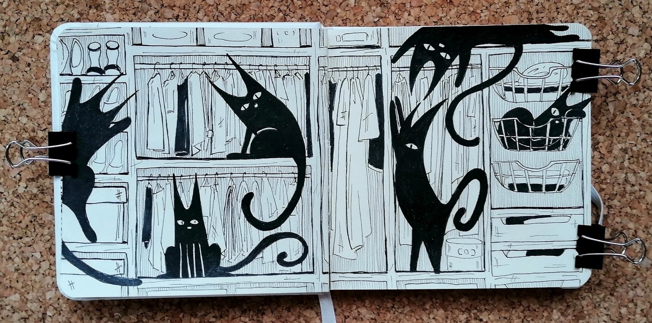 A few of my cats - My, Sketchbook, Drawing, Painting, Art, Illustrations, Characters (edit), cat, Catomafia, Longpost
