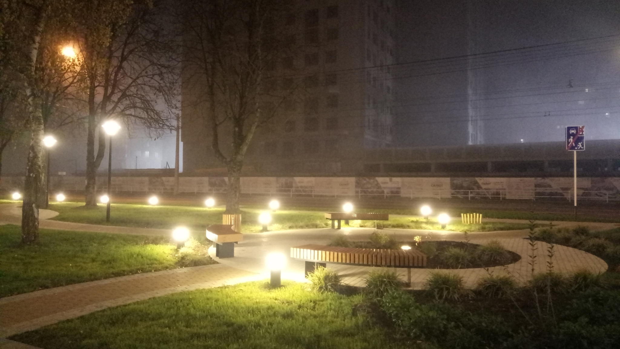 Evening Stavropol. - My, Stavropol, Fog, Autumn, The park, Square, Evening, Walk