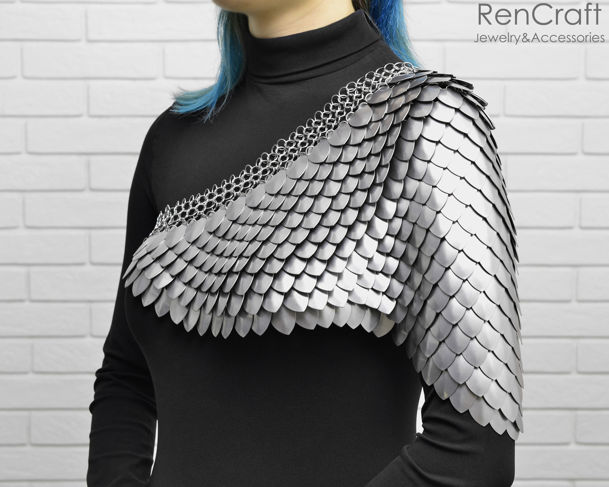 Large Steelscale Shoulder - My, Needlework without process, Longpost, Chain mail jewelry, Decoration, Armor, Shoulders