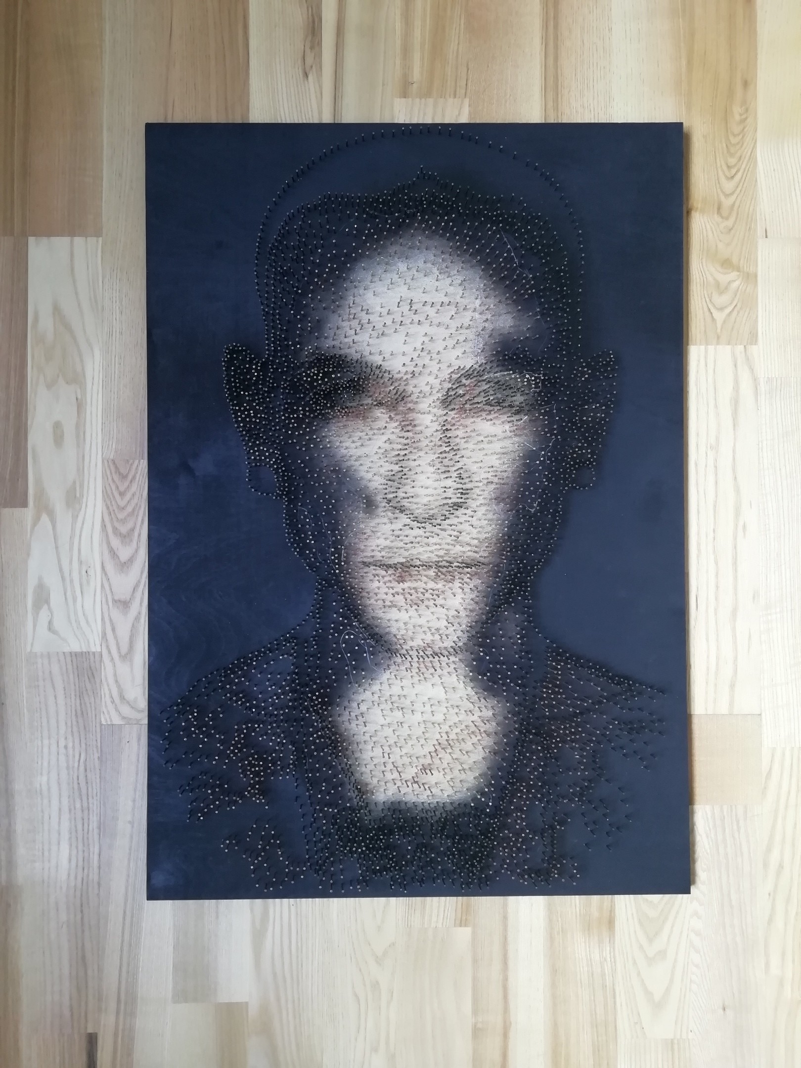 Portrait of Chester Bennington as it happened - My, Longpost, Linkin park, Needlework with process, Portrait, Chester Bennington, String Art, Art