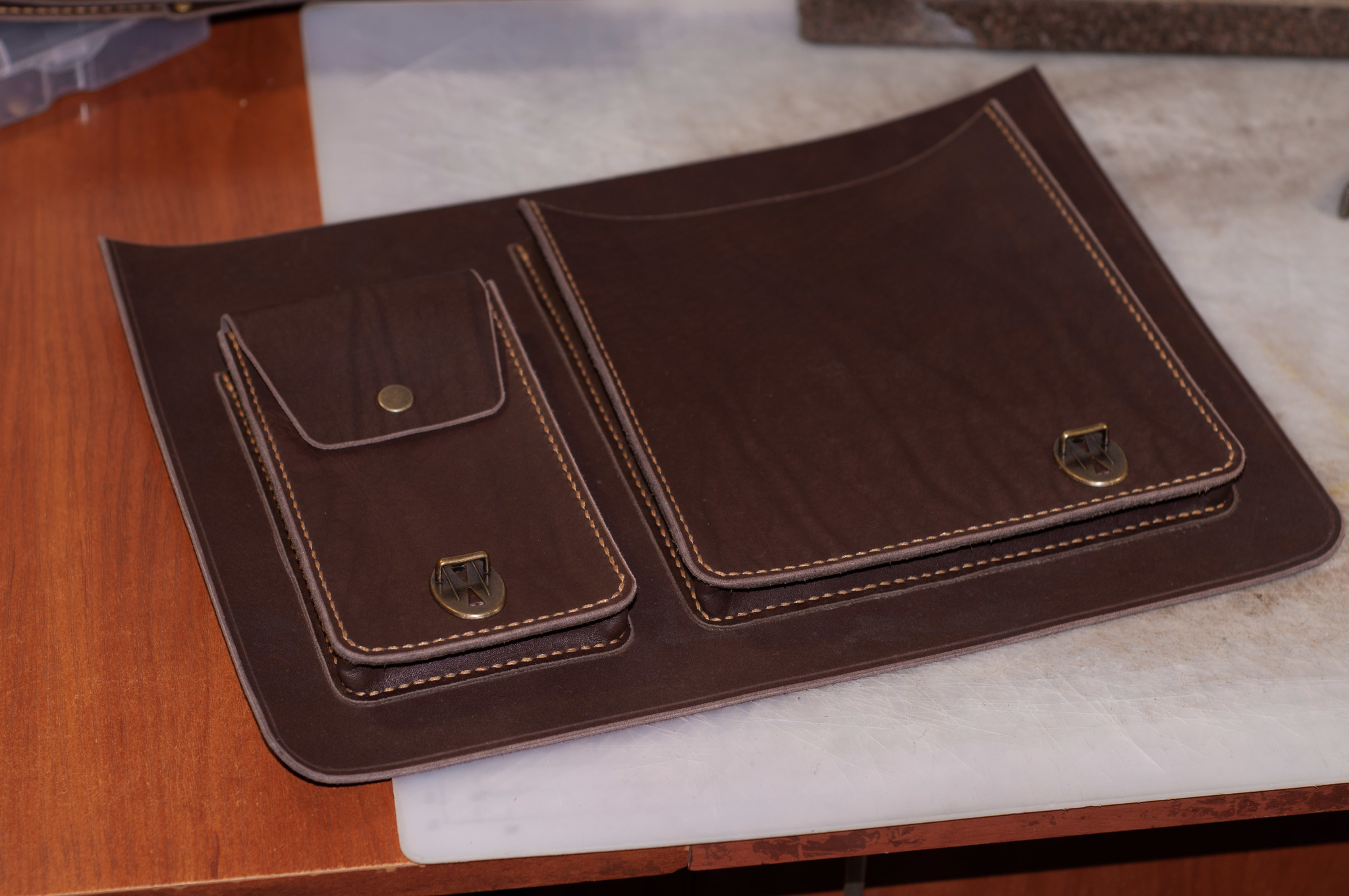 My favorite part of the job is the briefcases) - My, Leather, Natural leather, Longpost, Needlework without process, Briefcase, Needlework, Leather products