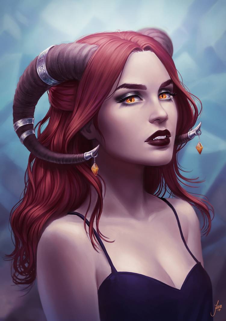 Thorn - Deviantart, Art, Drawing, Fantasy, Portrait, Horns, June Jenssen