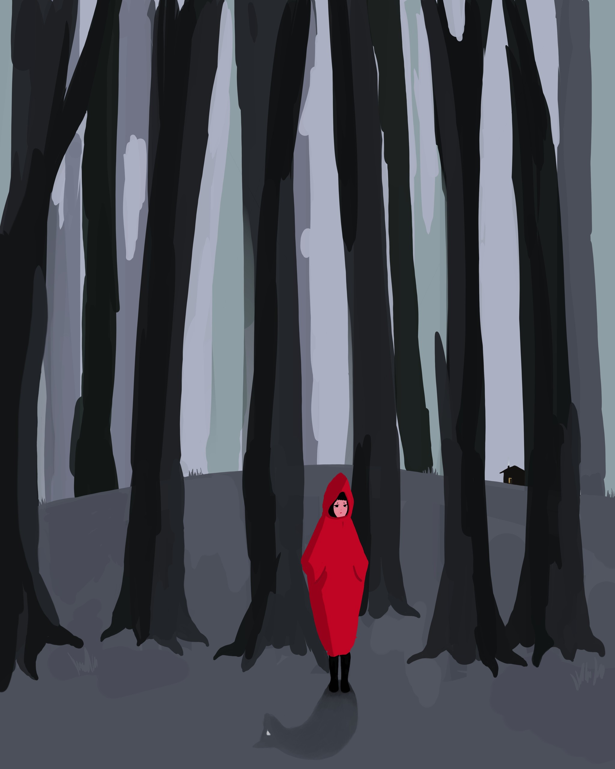 cap - My, Drawing, Art, Little Red Riding Hood, Illustrations