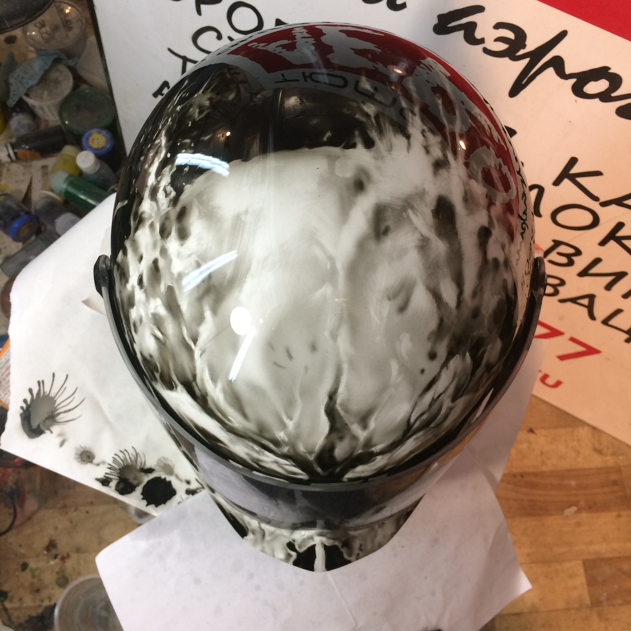 Airbrushing on a Bandit helmet...(a little process) - My, Airbrushing, Tyumenaero, Tmnaero, Tyumen, Moto, Bandit, Video, Longpost, Motorcycle helmet