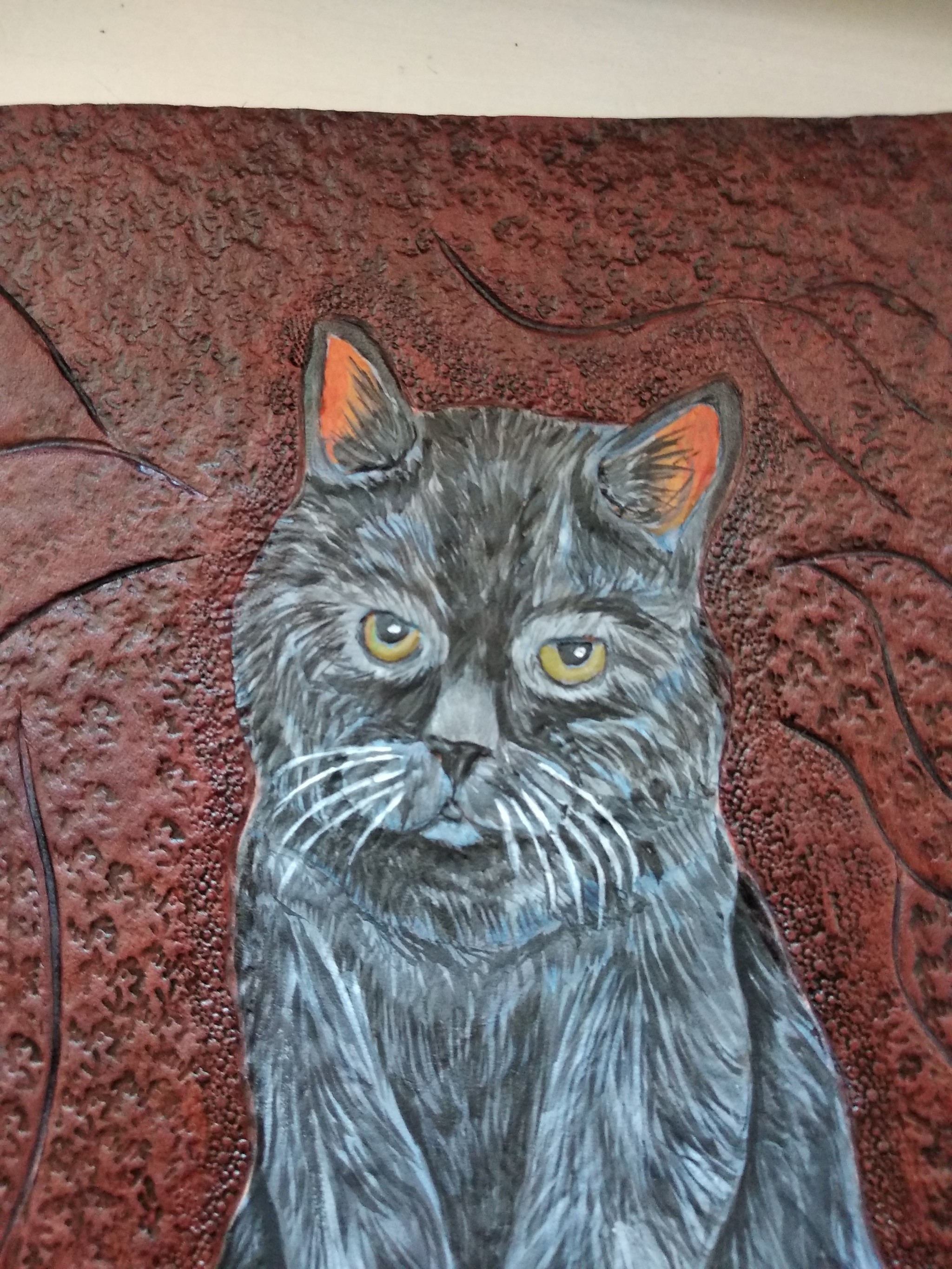 Evolution of a cat - My, Leather, cat, Needlework without process, GIF, Longpost