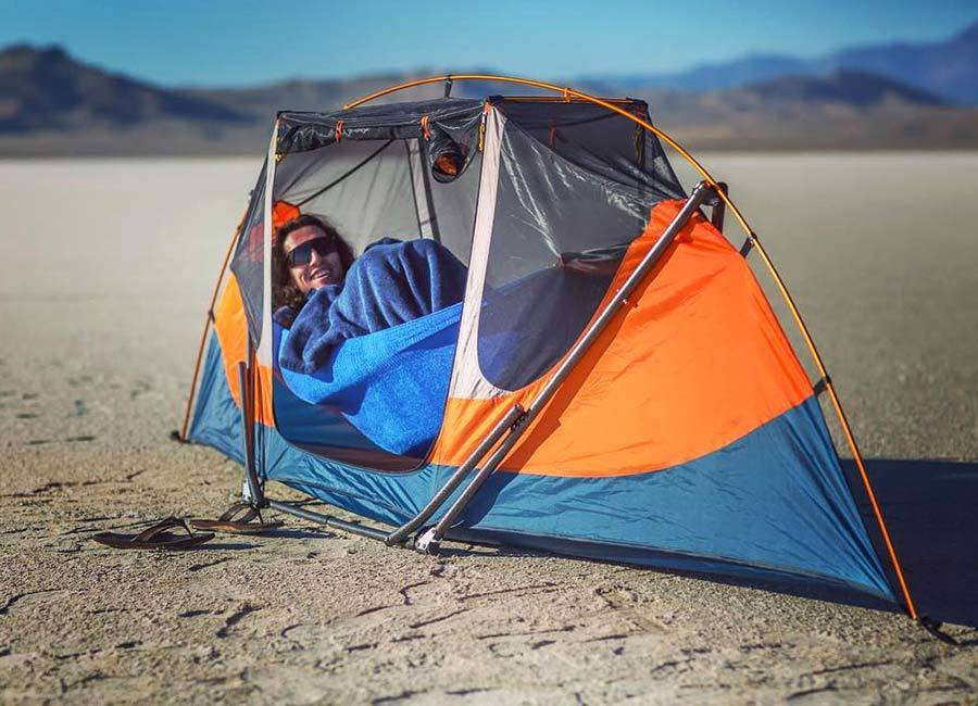 We place the hammock and tent on level ground... - Hanging tent, Hammock