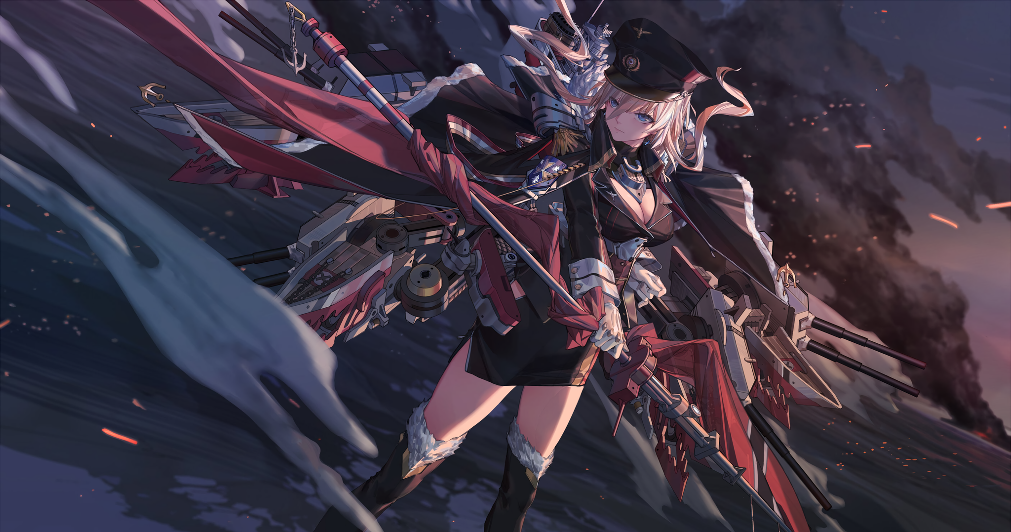 Bismarck - Anime, Anime art, Art, Azur lane, Bismarck, A selection, Longpost