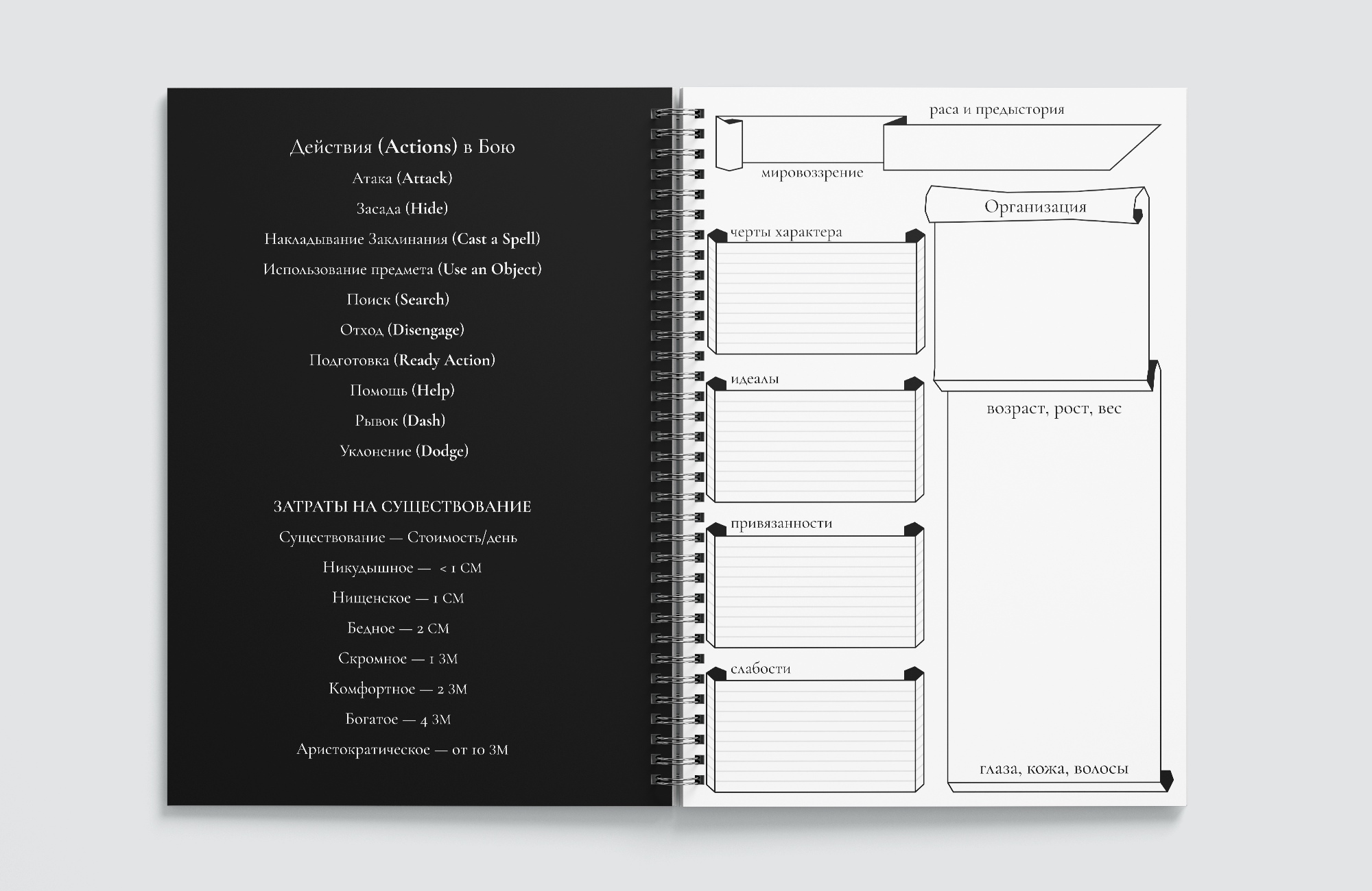 Блокнот персонажа днд. Тактический блокнот для ДНД. Лист персонажа блокнот. Блокнот для ДНД.