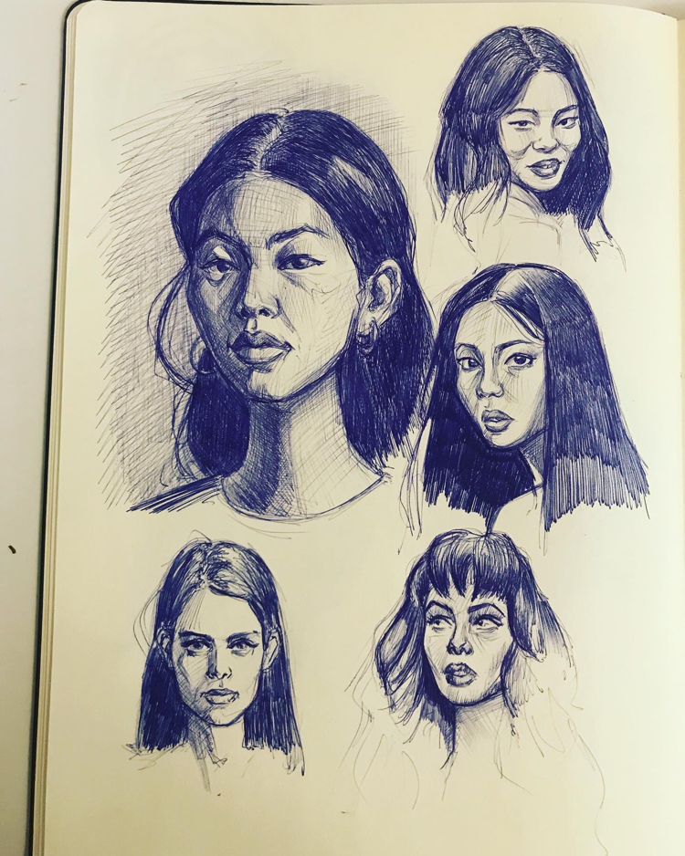 My doodles - My, Drawing, Portrait, Girls, beauty, Longpost