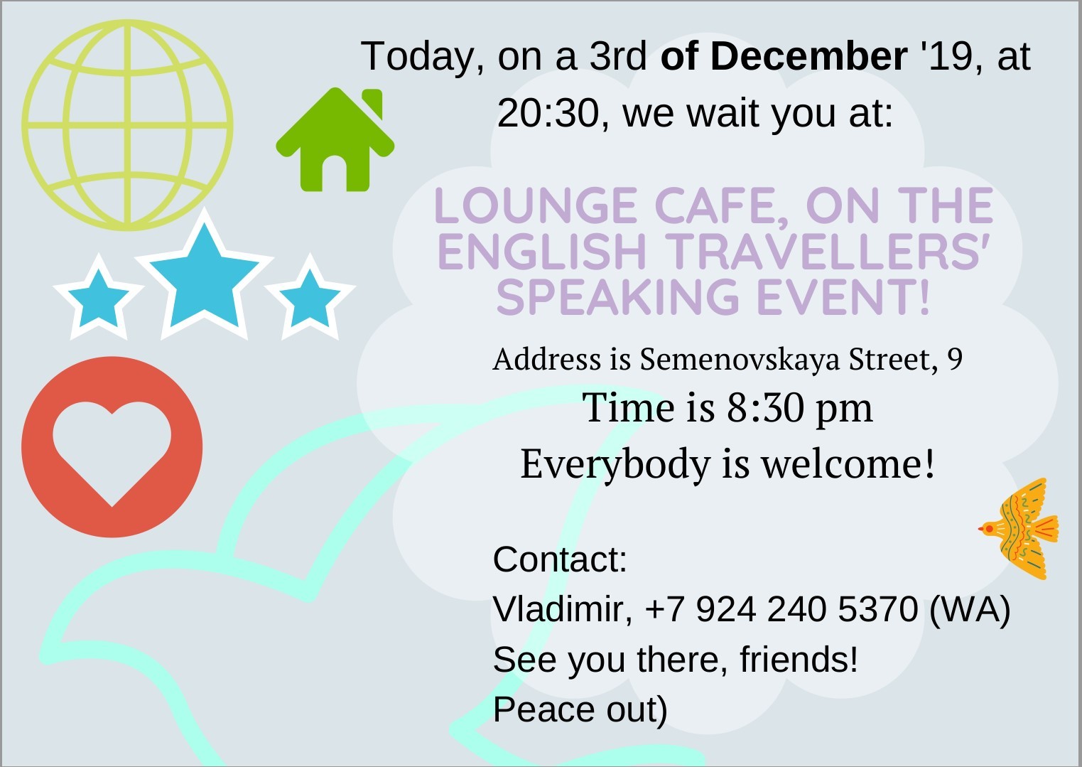 Meeting December 3, 2019 Vladivostok CS couchsurfing at 20-30 - My, English language, Counter-strike, Couchsurfing, Vladivostok, Friends