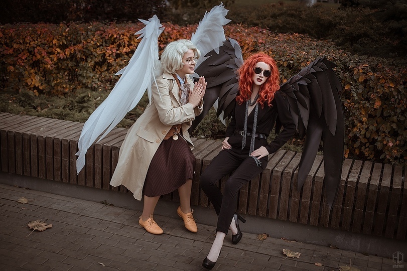 Aziraphale (Anastasia Stavrina) and Crowley (Anna Dragonanjo Naru-Chan) Good Omens - Cosplay, Good signs, Rule 63, Terry Pratchett, Longpost