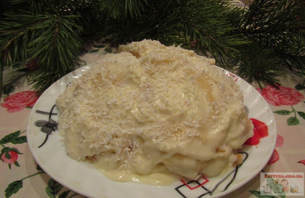 New Year's cake Snowdrift - My, Cooking, Video recipe, Cake, New Year, Video, Longpost, Recipe, Food