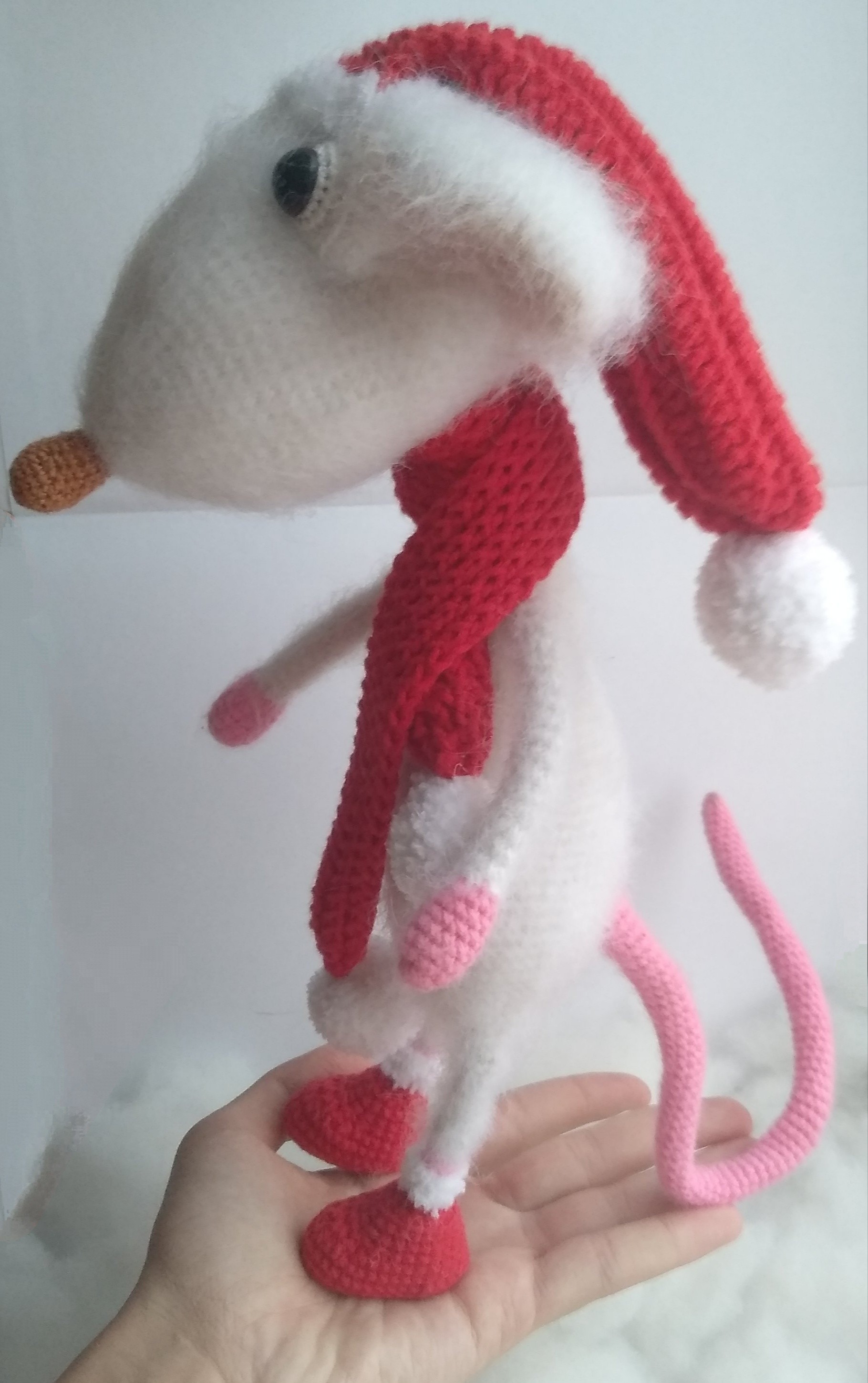 New Year's rat - My, Rat, Amigurumi, Crochet, Soft toy, Needlework without process, Longpost