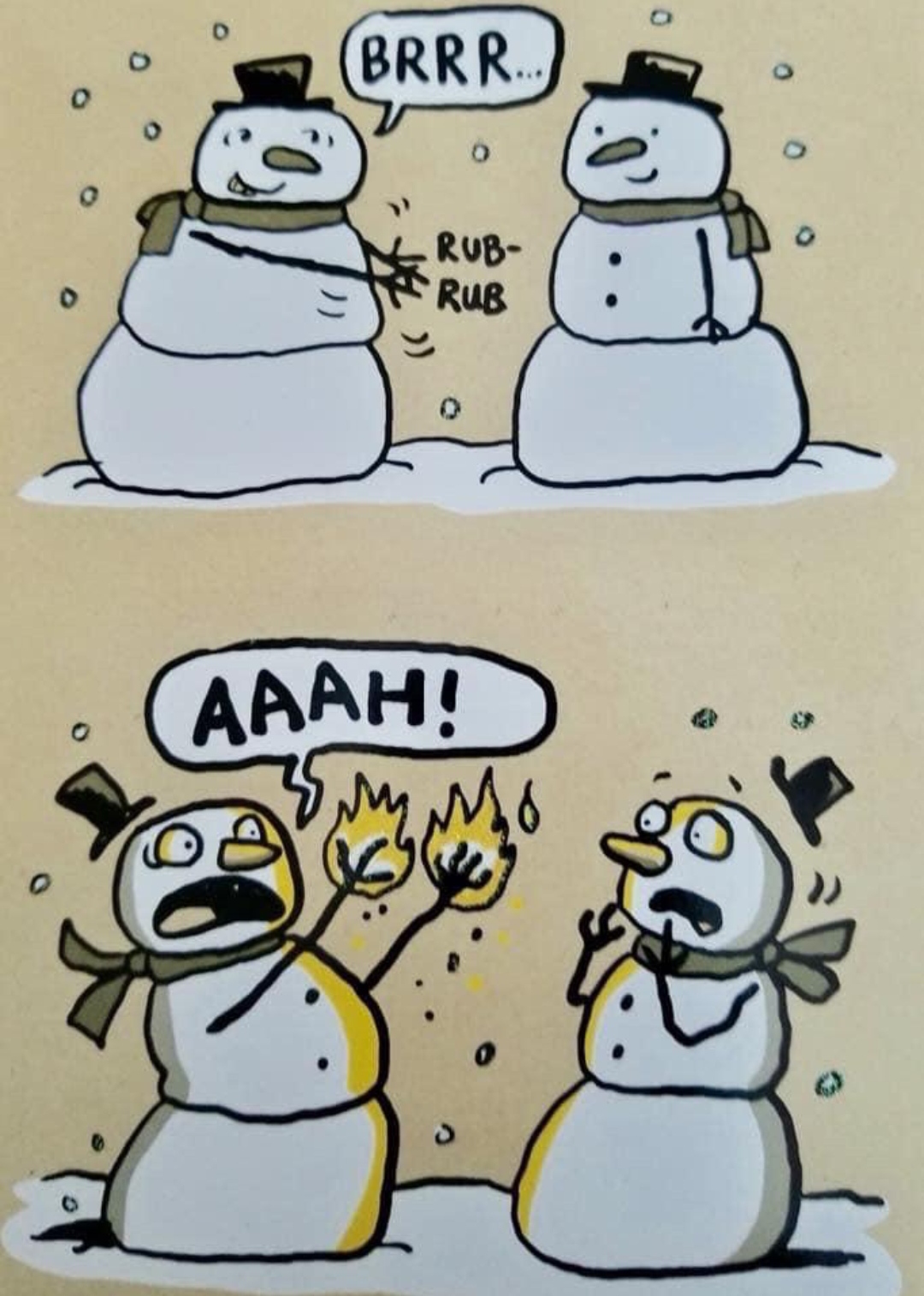 It's getting colder - Stupidity, Comics, snowman, Winter, Snow, Fire