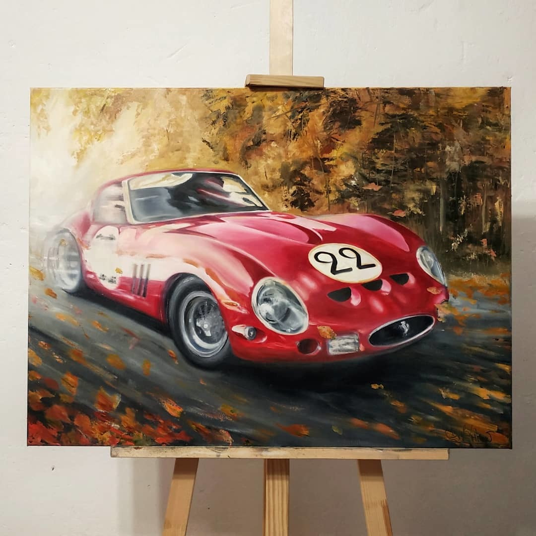 My oil paintingSize canvas 60*80cm - My, Ferrari, Auto, Painting, Canvas, Sports car, Oil painting, Painting