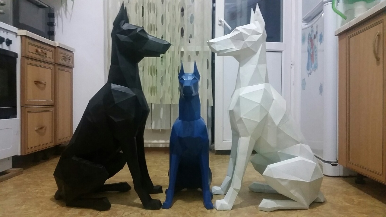 My papercraft works - My, Papercraft, Pepakura, Doberman, Shapes, Longpost, Paper modeling