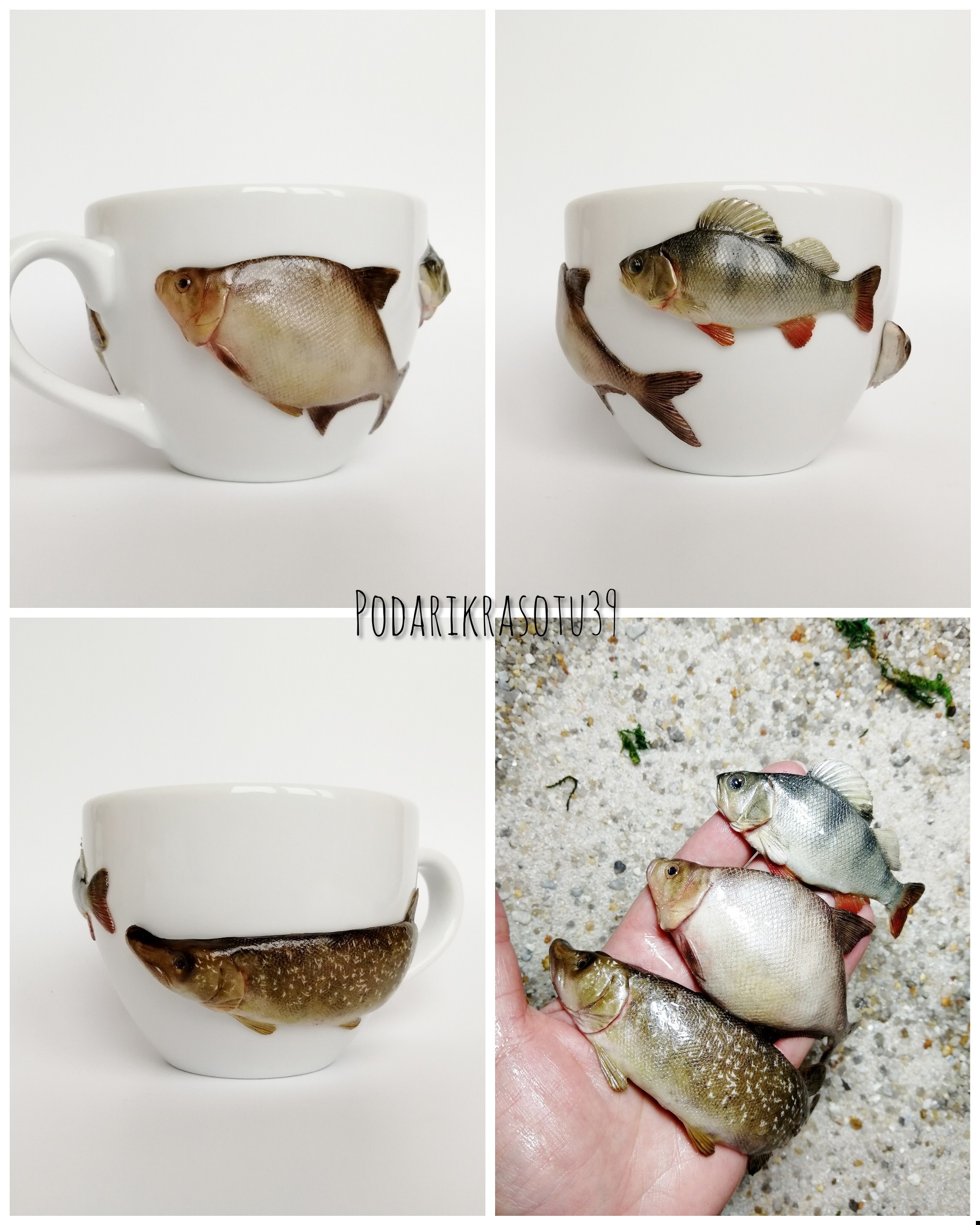 Results of the fish-polymer industry - My, Polymer clay, Needlework without process, A fish, Mug with decor, With your own hands, Creation, Longpost