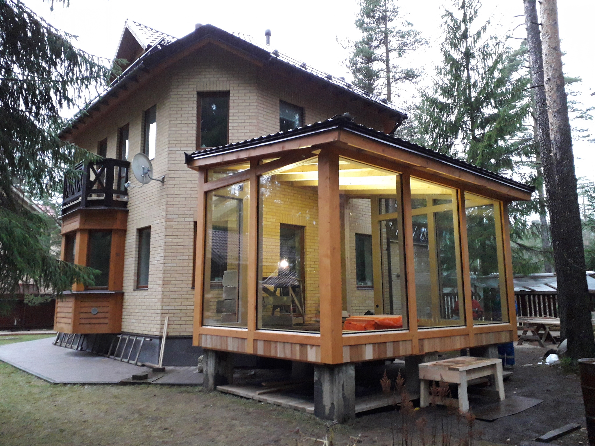 Today we glazed a half-timbered extension to a country house - My, Half-timbered, Building, Longpost