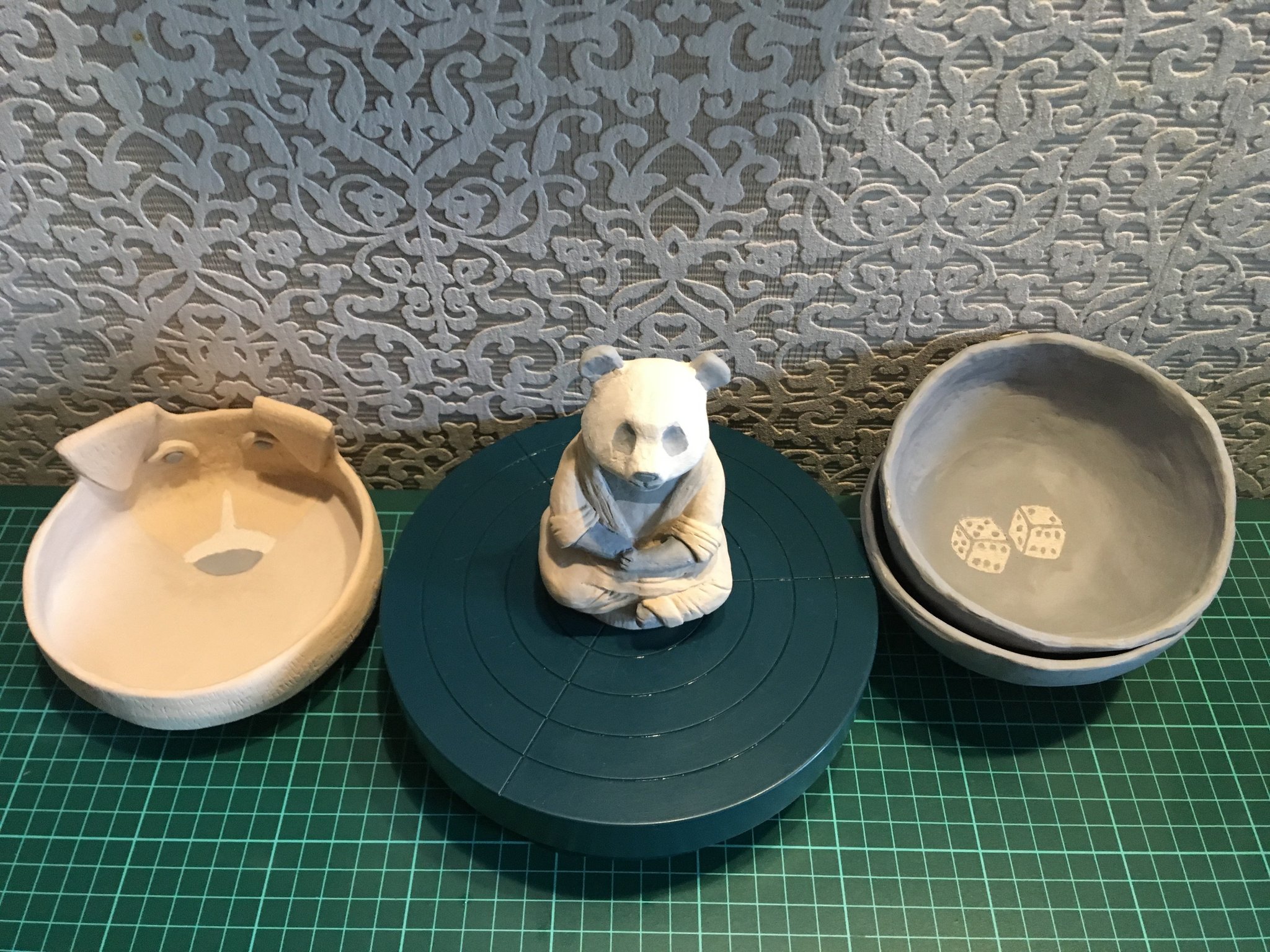 Panda on the path to enlightenment) - My, Ceramics, White clay, Glaze, Лепка, Sculpture, Longpost, Needlework with process, With your own hands, Animals