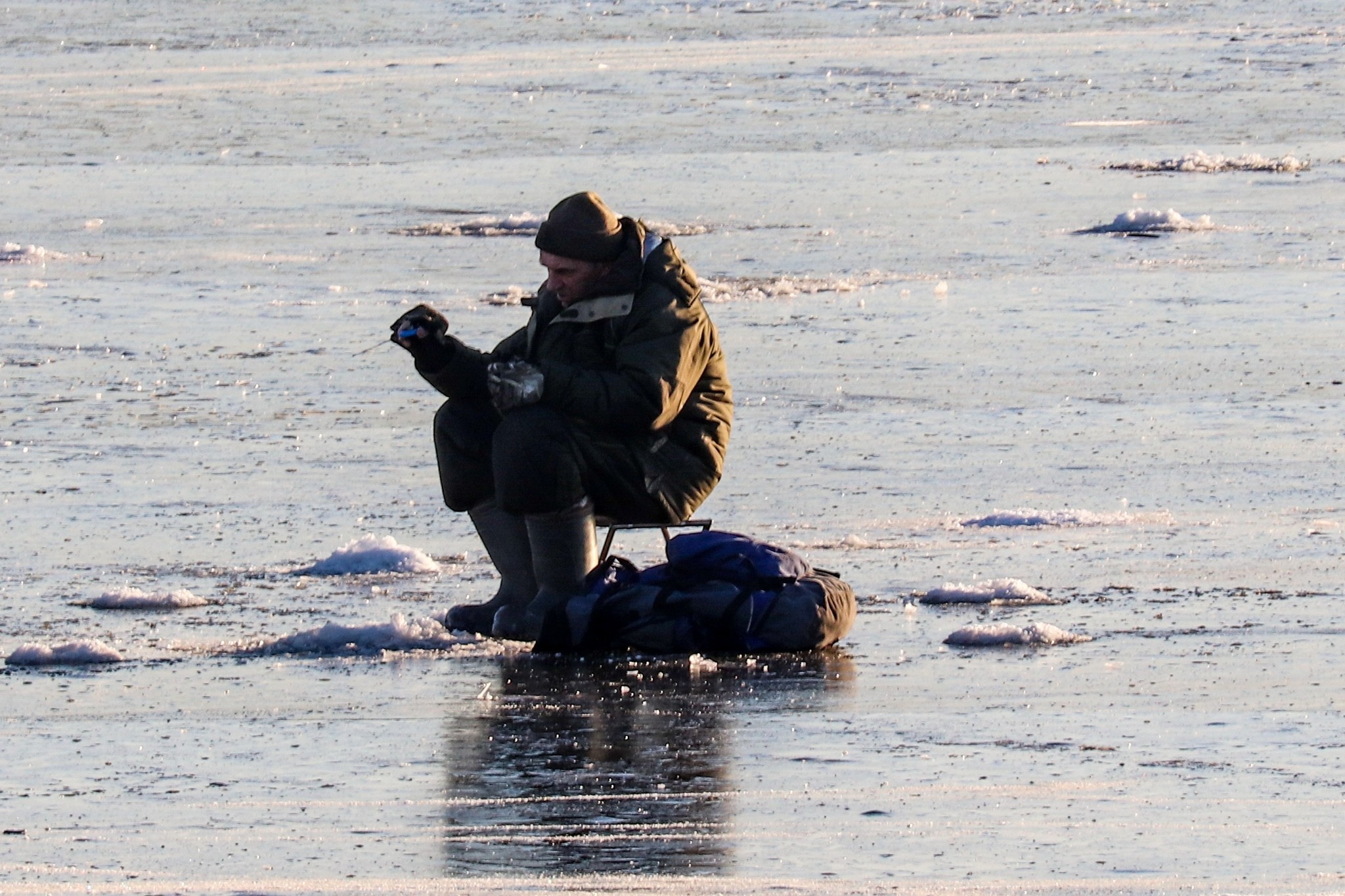 Rybachye - My, The photo, Winter fishing, Fishermen, Fishing, Oka, Longplast, Longpost