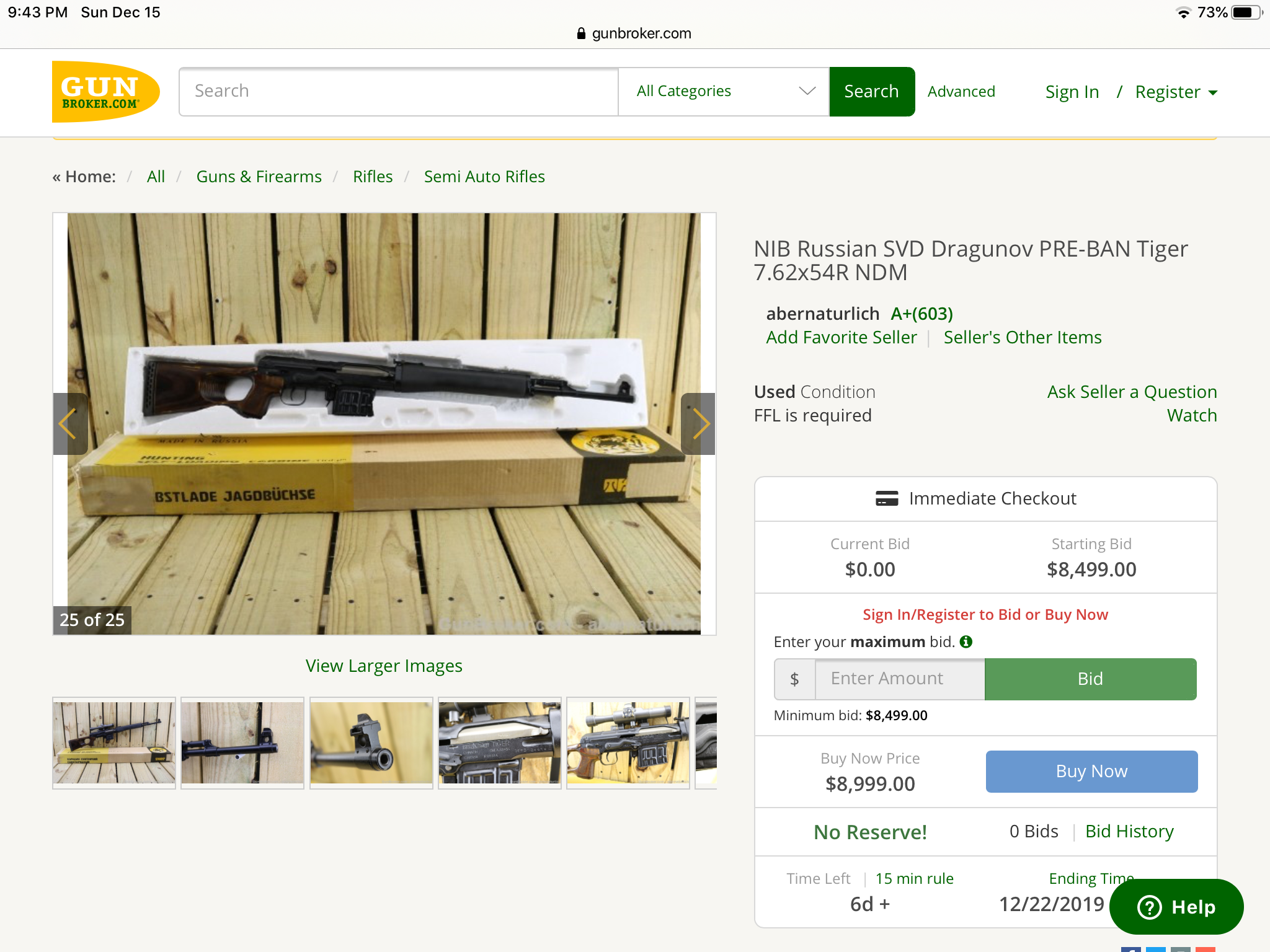 Once again Gunbroker - Auction, Goods by mail, Weapon, Dragunov sniper rifle, Longpost