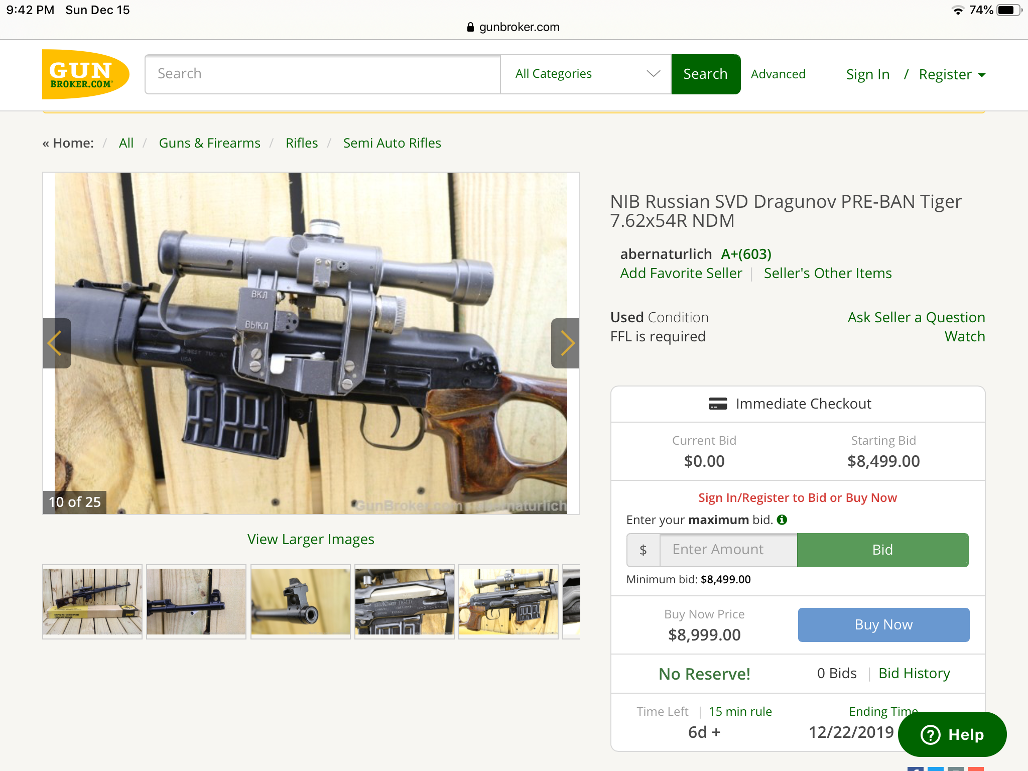 Once again Gunbroker - Auction, Goods by mail, Weapon, Dragunov sniper rifle, Longpost