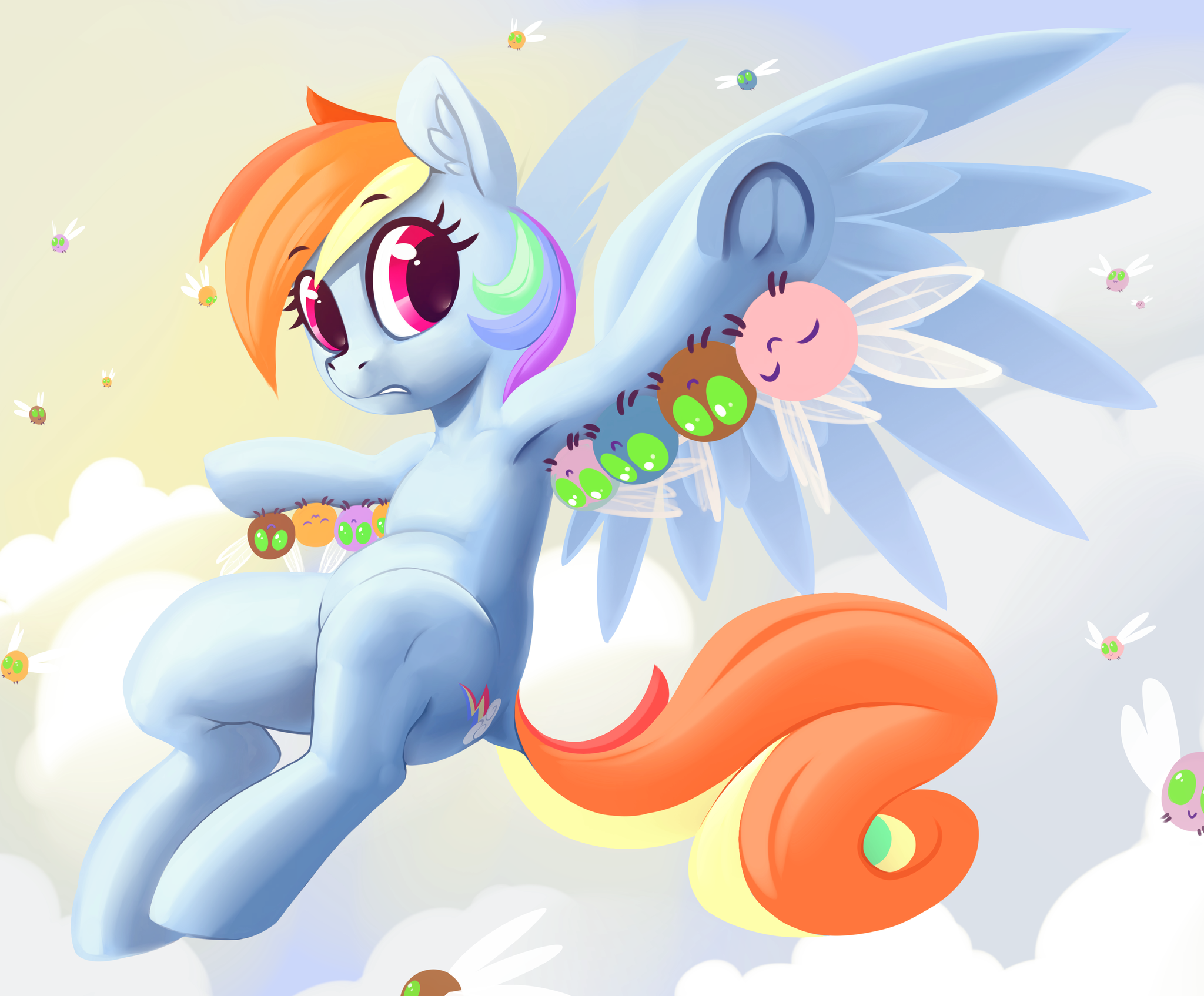 Hey, who are you? - My little pony, PonyArt, Rainbow dash, Parasprite, Dimfann, MLP season 1