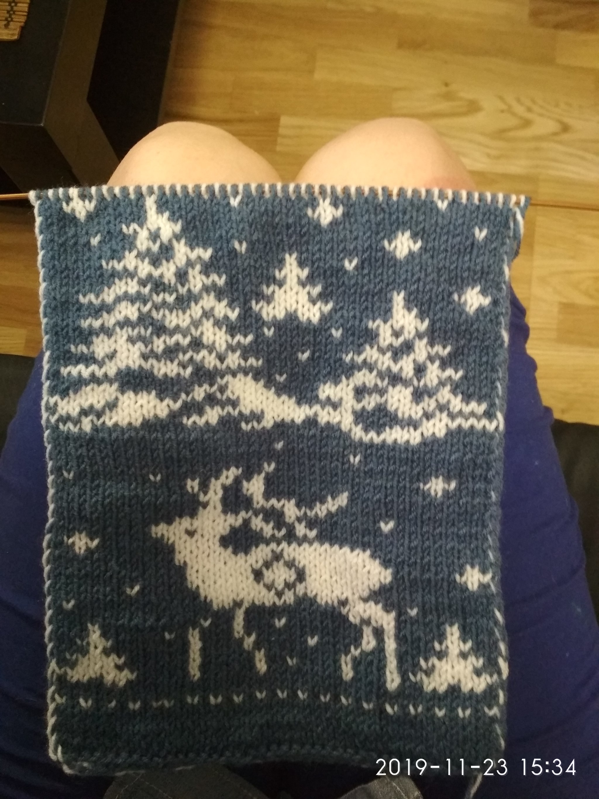 Scarf with deer - My, Knitting, Needlework, Jacquard, Scarf, Longpost